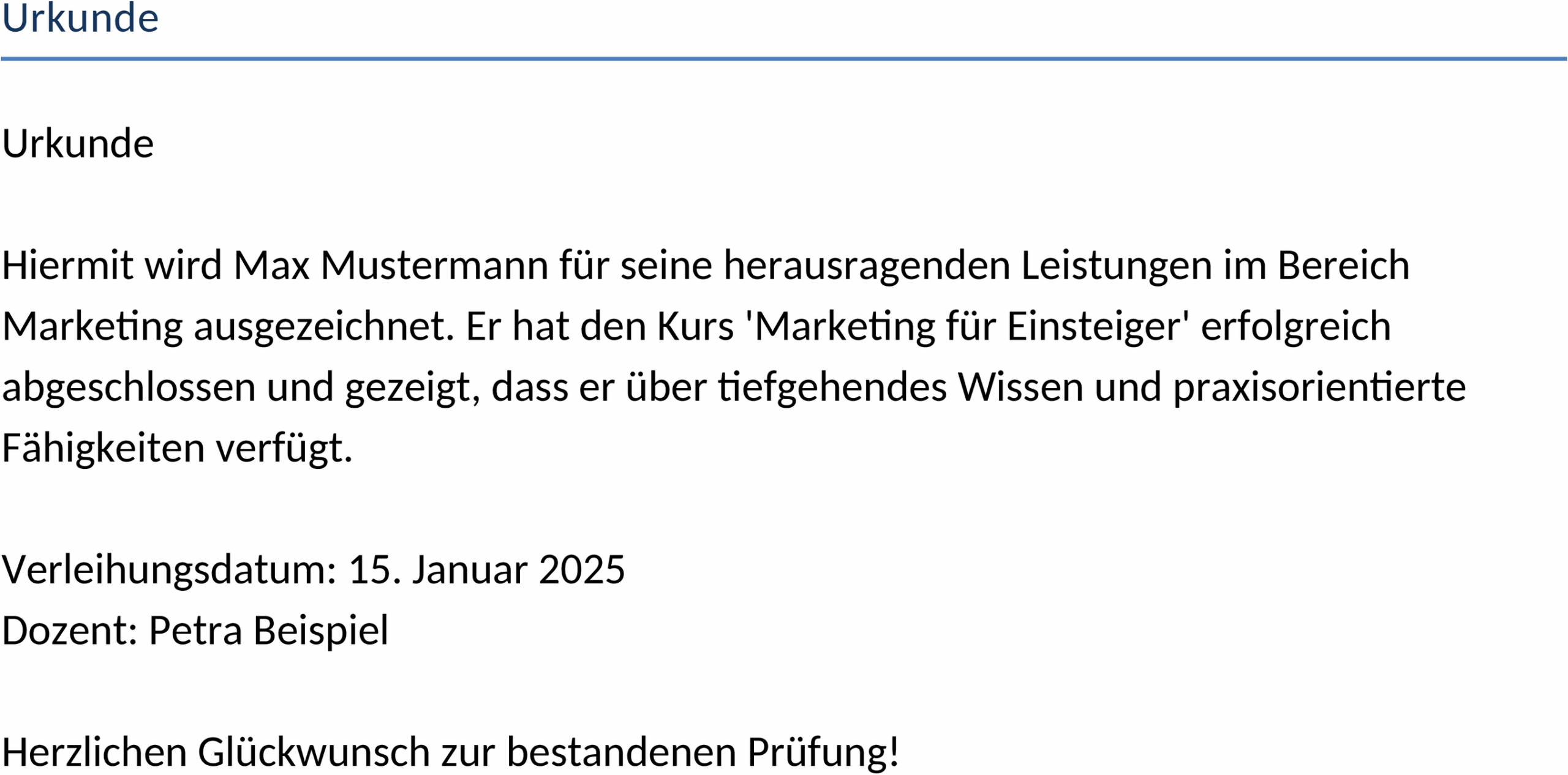 Word-Urkundenvorlage für besondere Anlässe