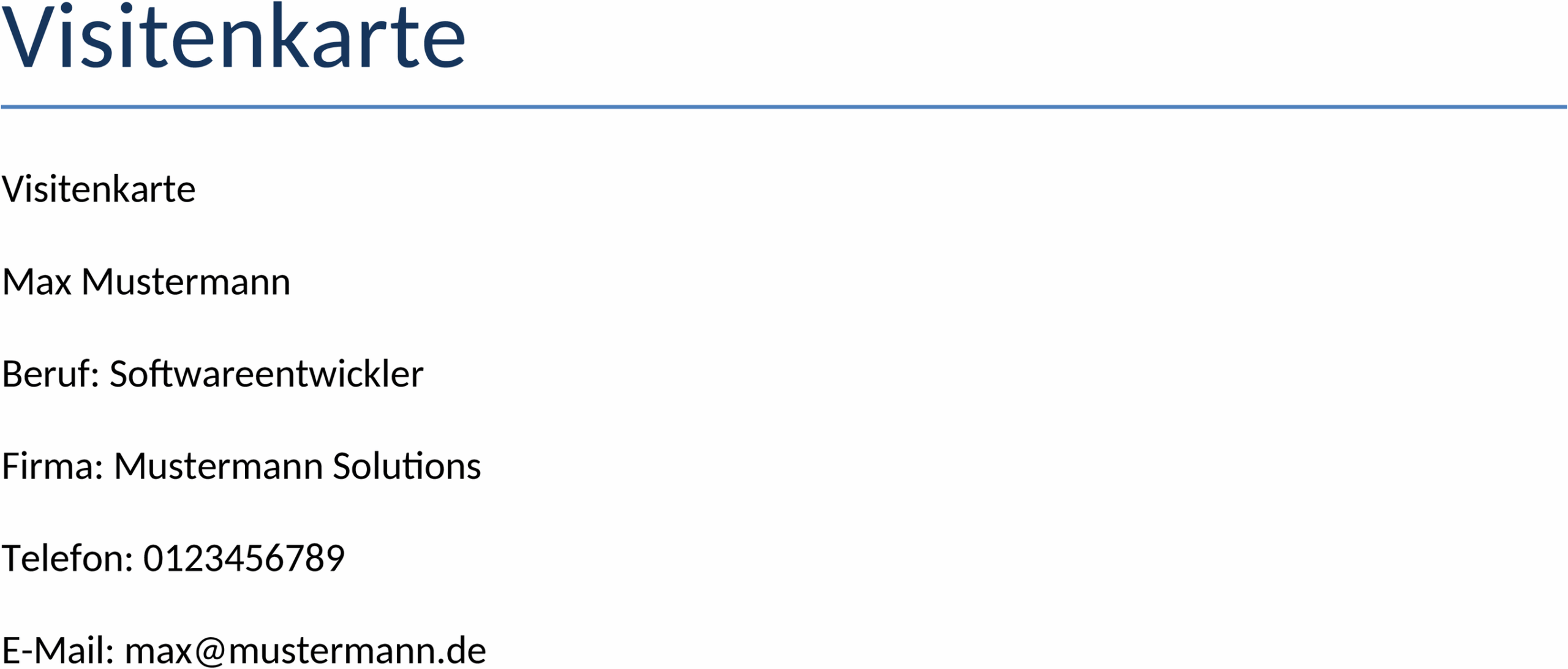 Word-Visitenkarte-Vorlage für Professionelle Geschäftskommunikation