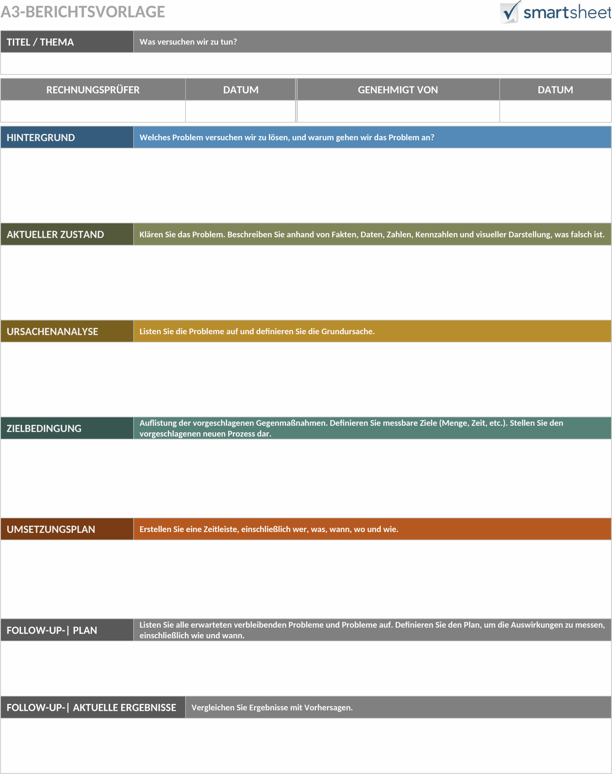 Word-Vorlage A3-Report für Lean-Projektmanagement