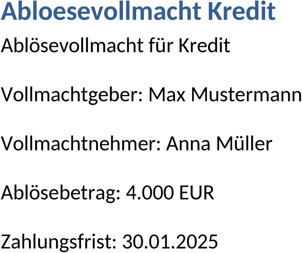 Word-Vorlage Abloesevollmacht Kredit