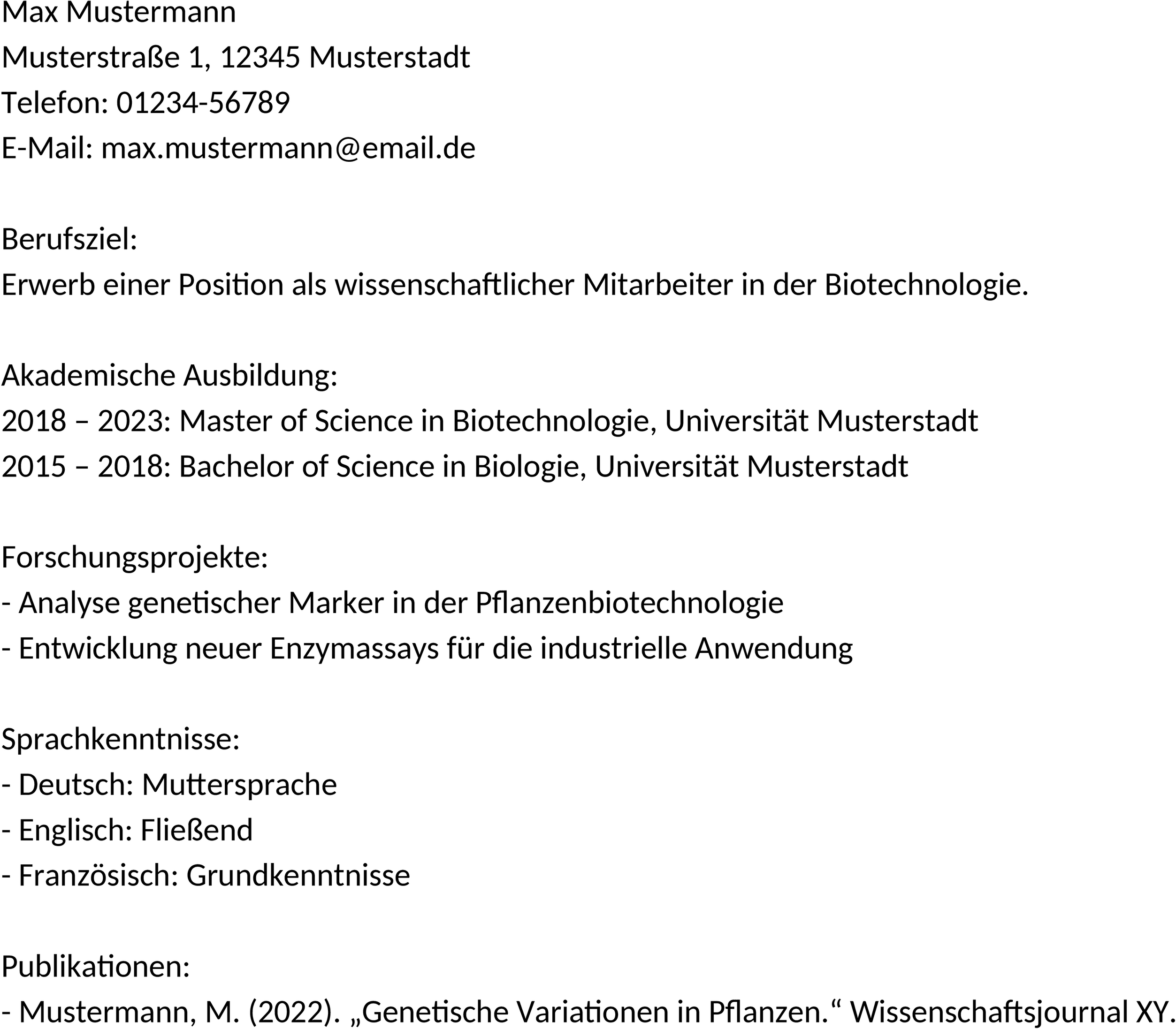 Word-Vorlage Akademischer Lebenslauf für Bewerbungen