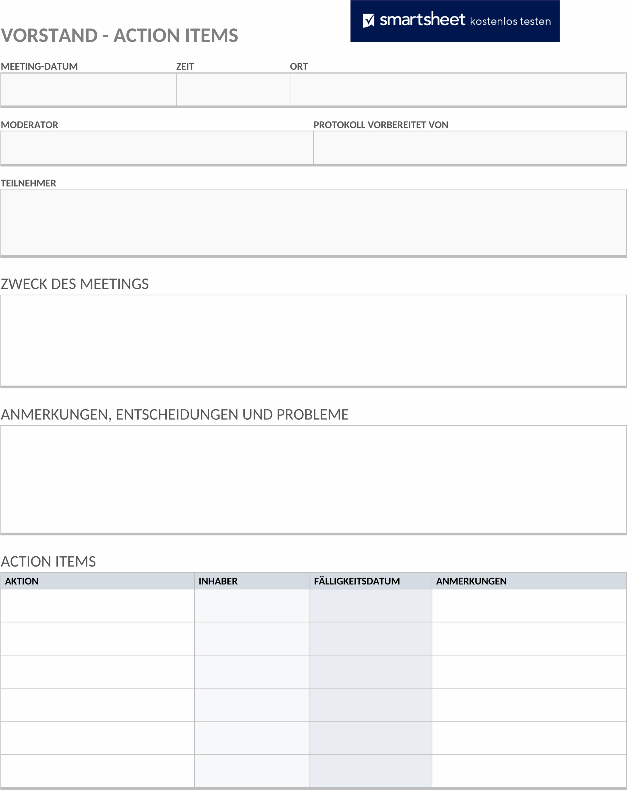 Word-Vorlage Aktionspunkte-Board