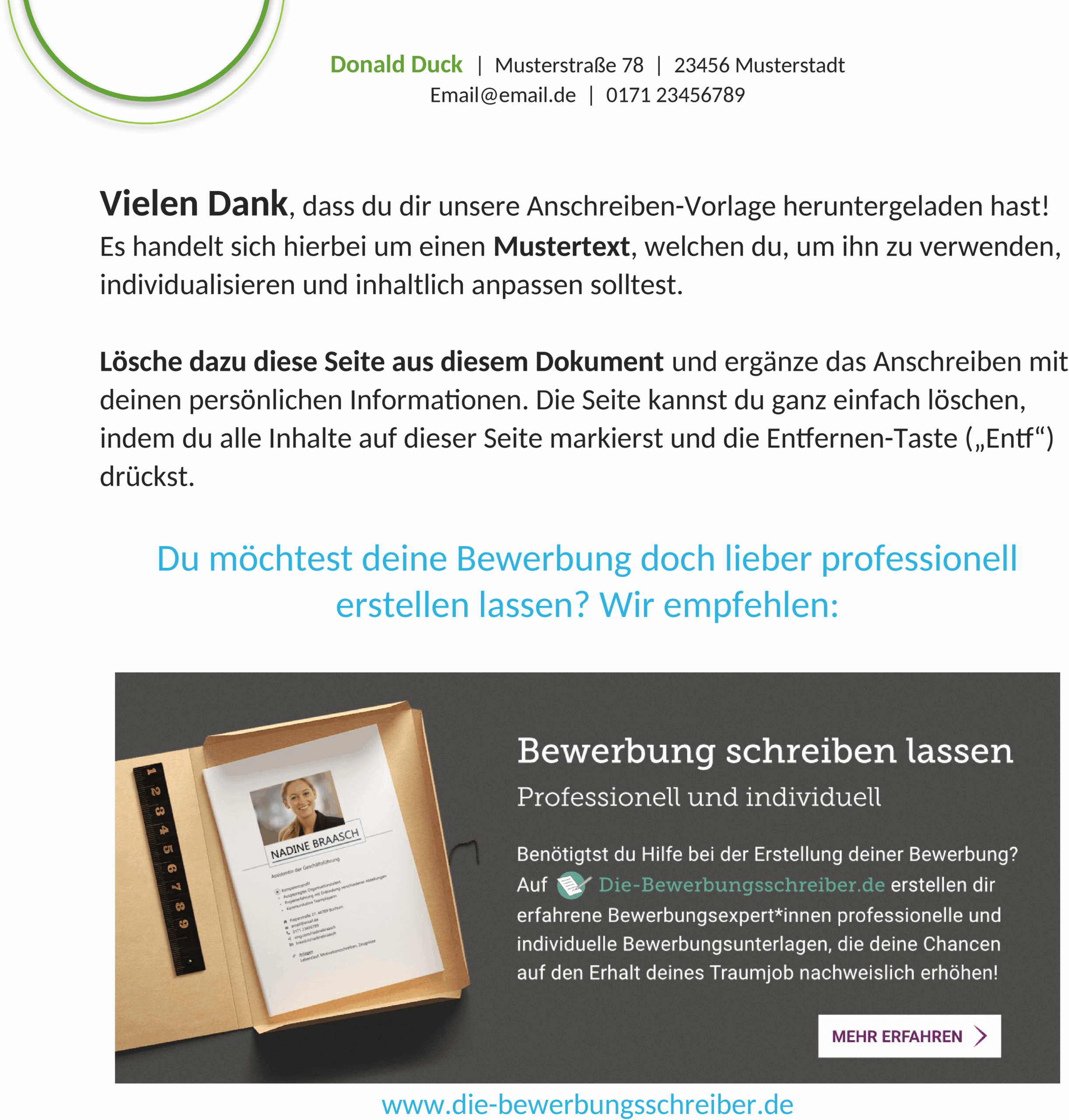 Word-Vorlage Anschreiben Großbritannien