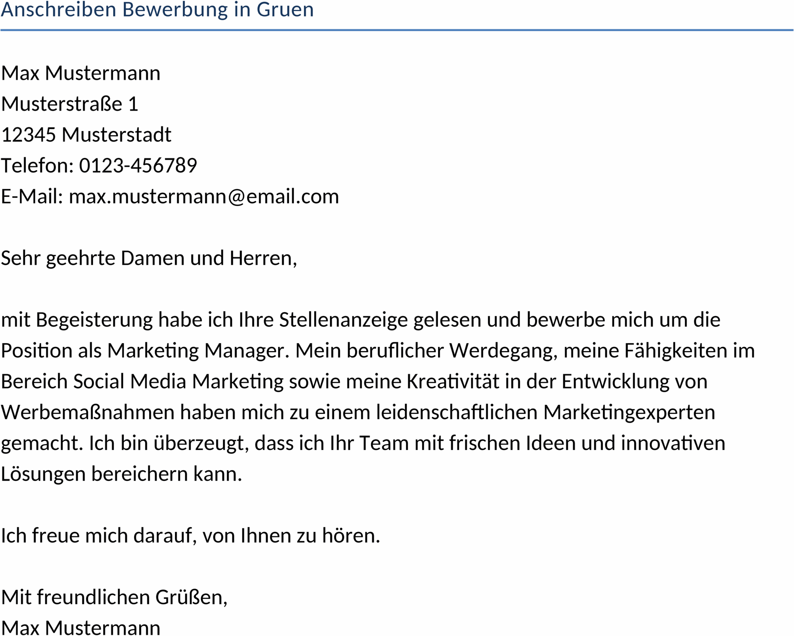 Word-Vorlage Anschreiben in Grün