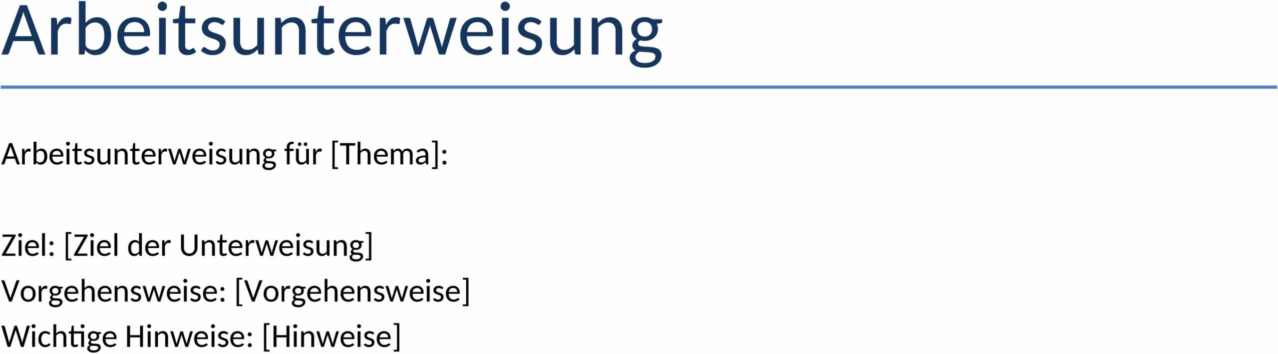Word-Vorlage für Arbeitsunterweisung