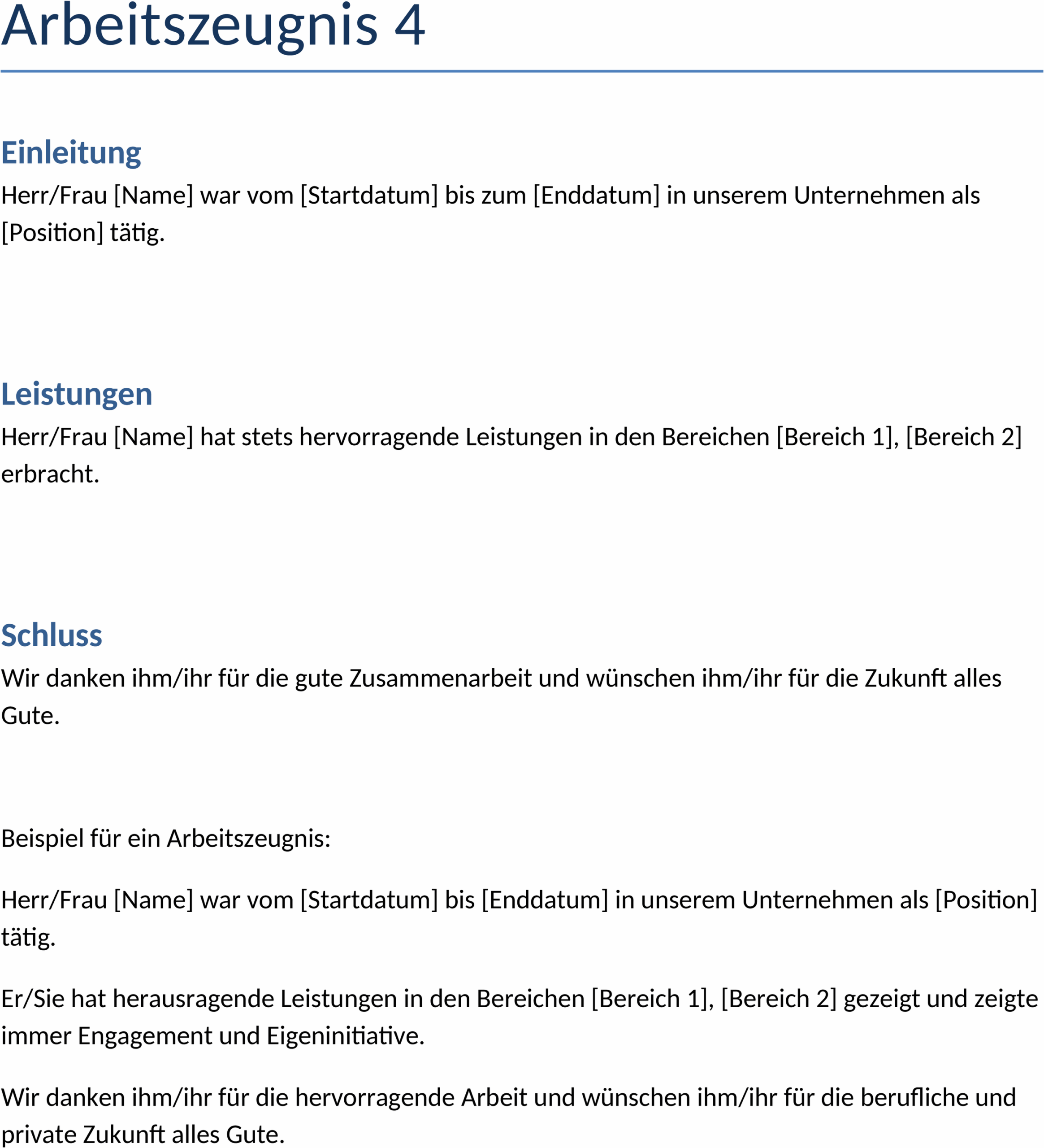 Word-Vorlage Arbeitszeugnis