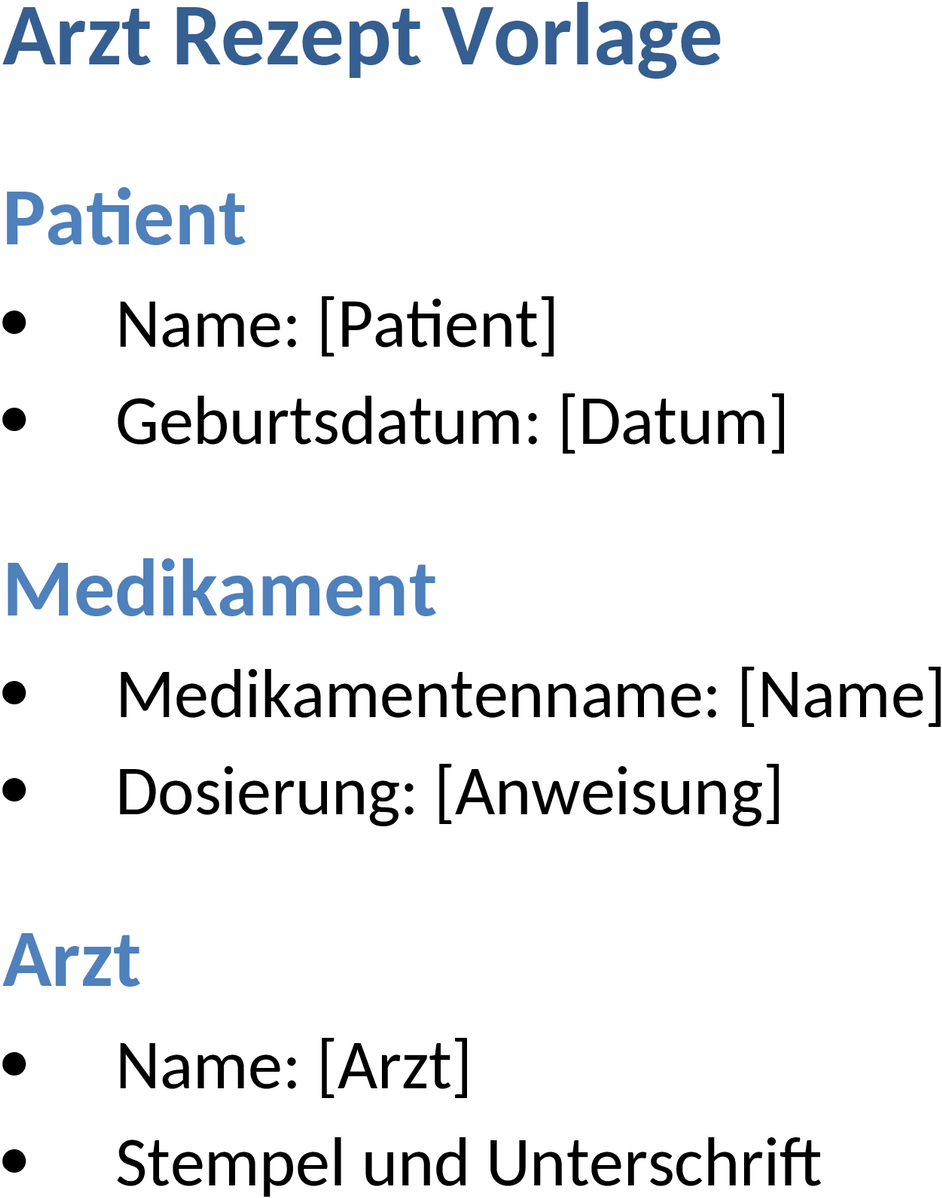 Word-Vorlage für Arzt-Rezept