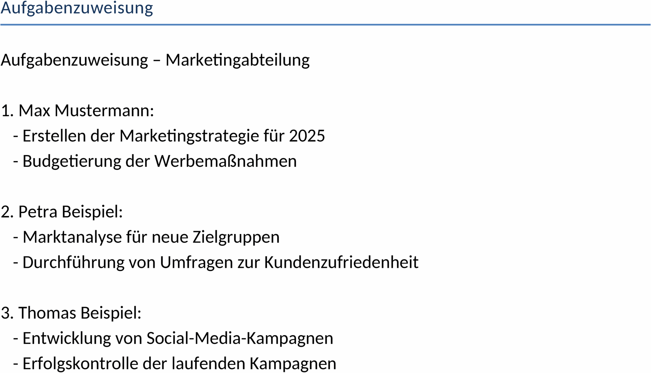 Word-Vorlage für Aufgabenzuweisung