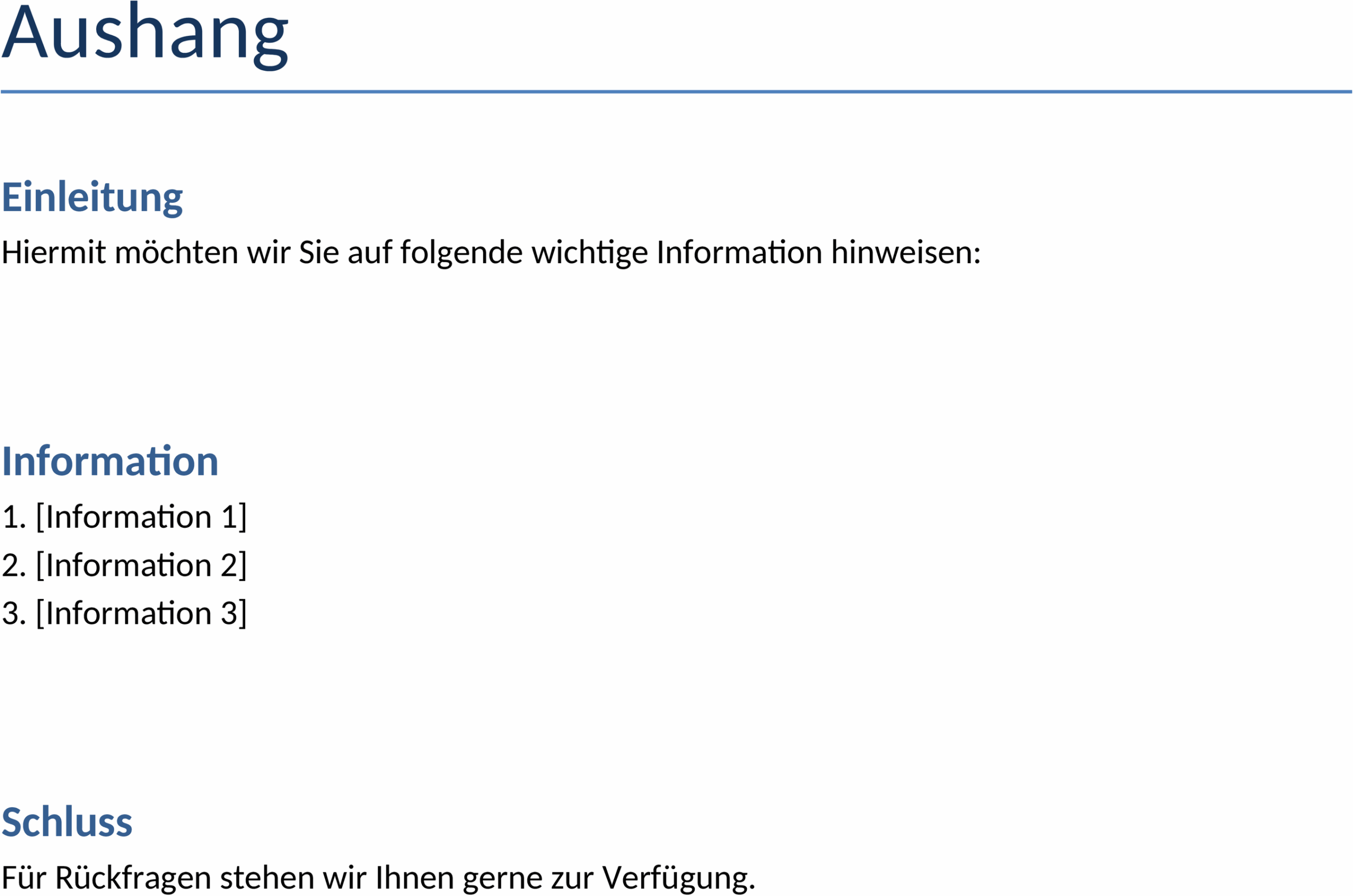 Word-Vorlage Aushang
