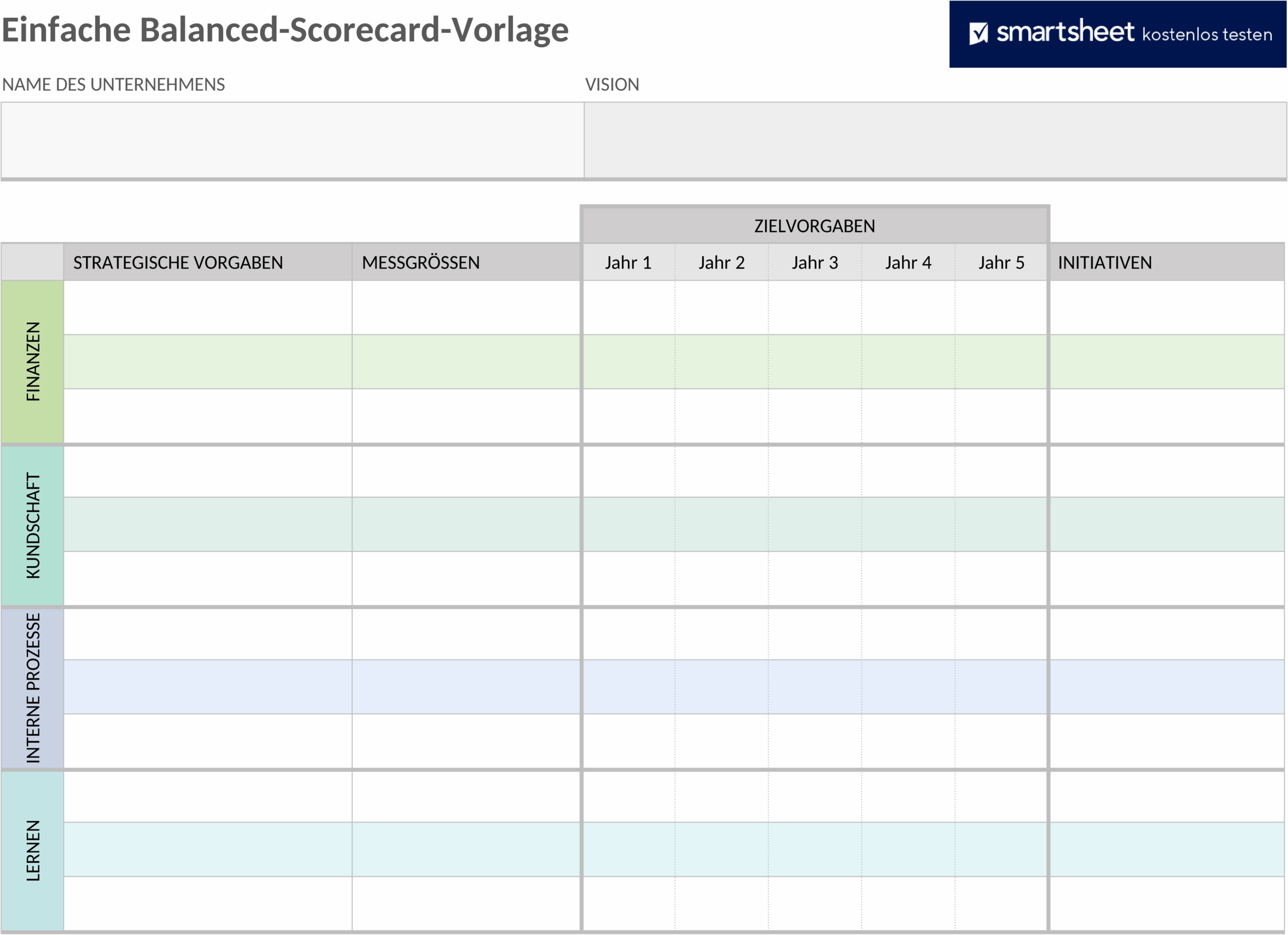 Word Vorlage Balanced Scorecard
