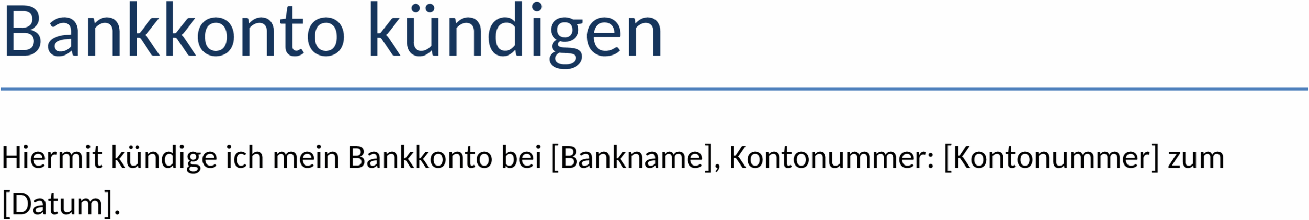 Word-Vorlage zum Bankkonto Kündigen
