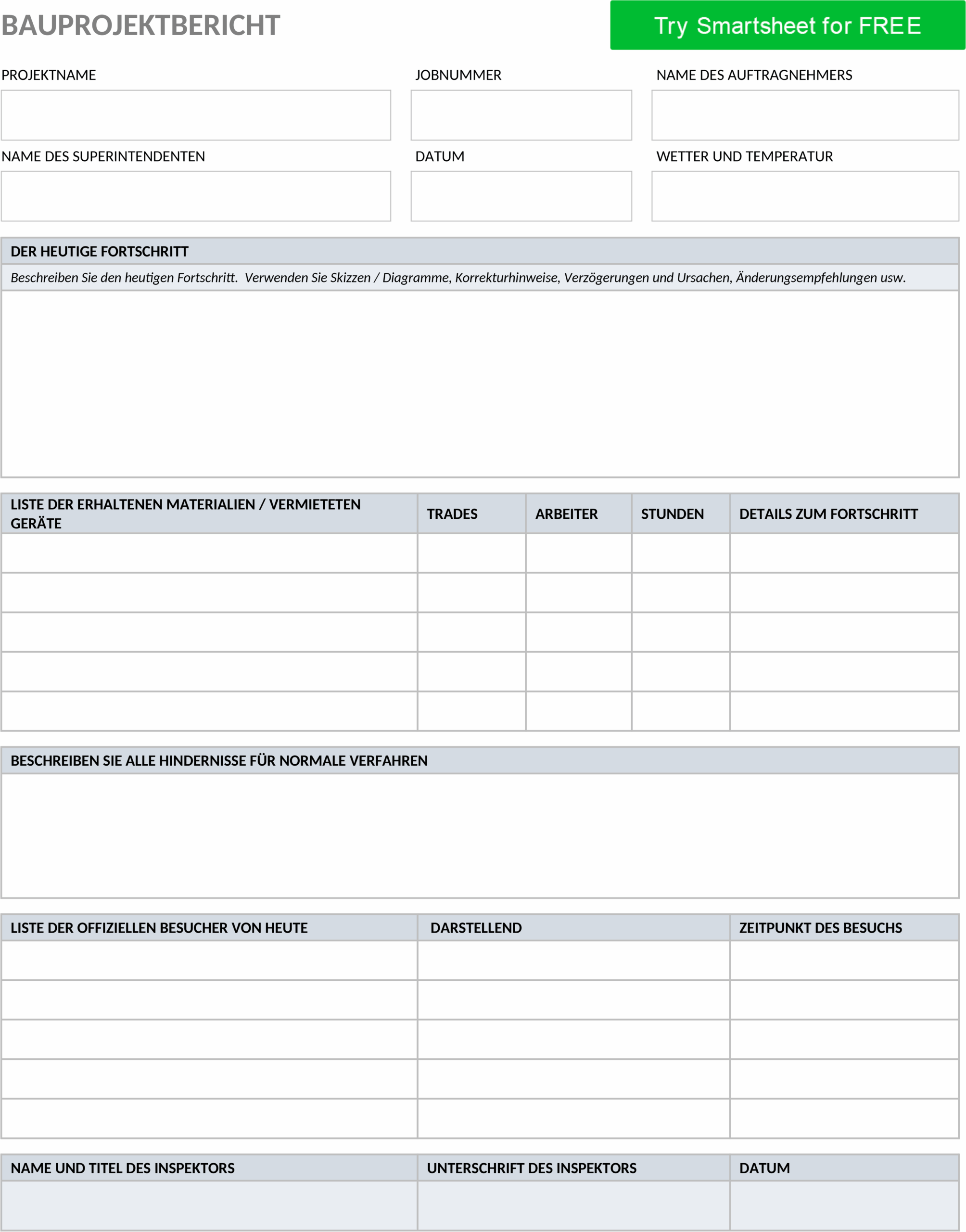 Word-Vorlage Bauprojektbericht