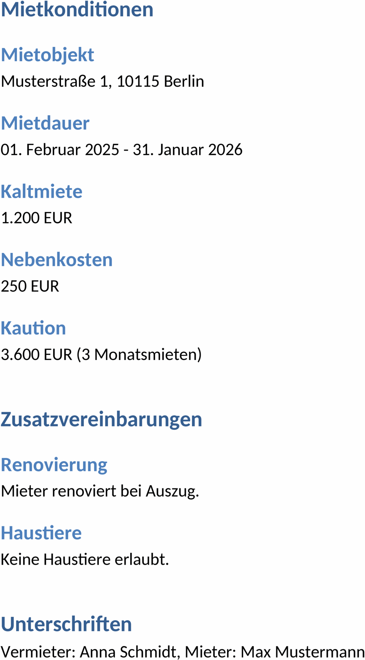 Word Vorlage Befristeter Mietvertrag