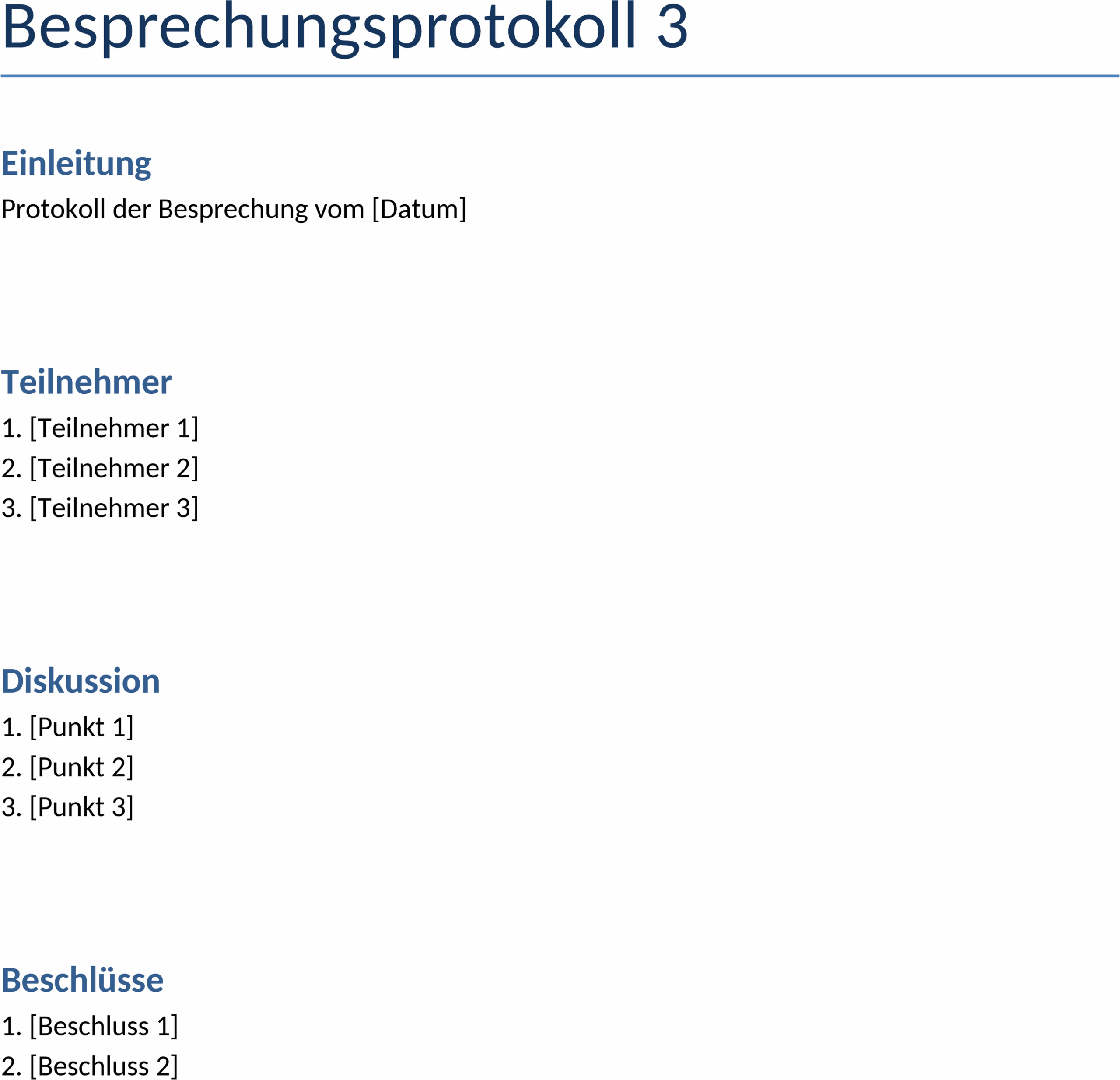 Word-Vorlage Besprechungsprotokoll