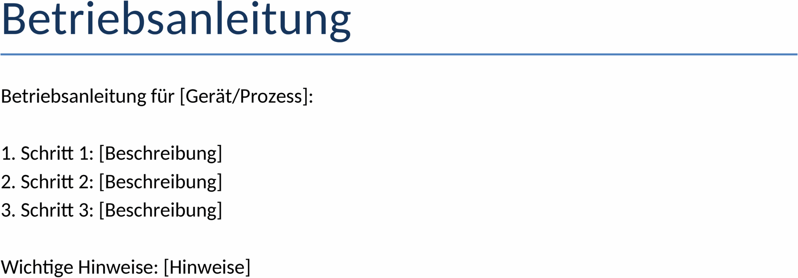 Word Vorlage Betriebsanleitung