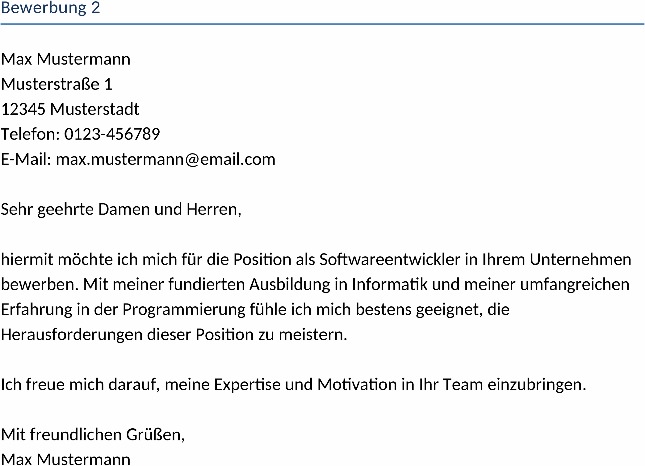 Word-Vorlage Bewerbung