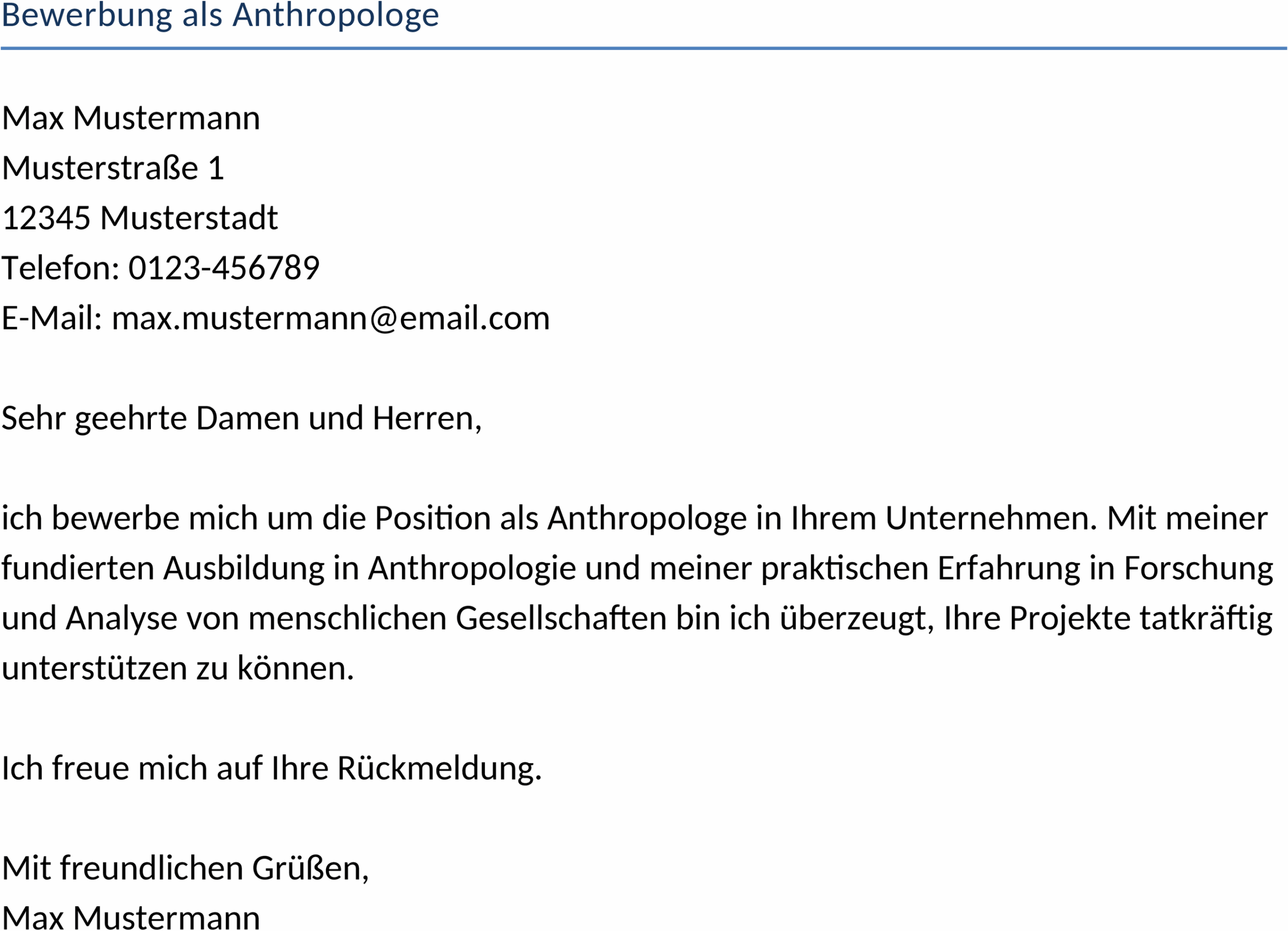 Word-Vorlage Bewerbung als Anthropologe