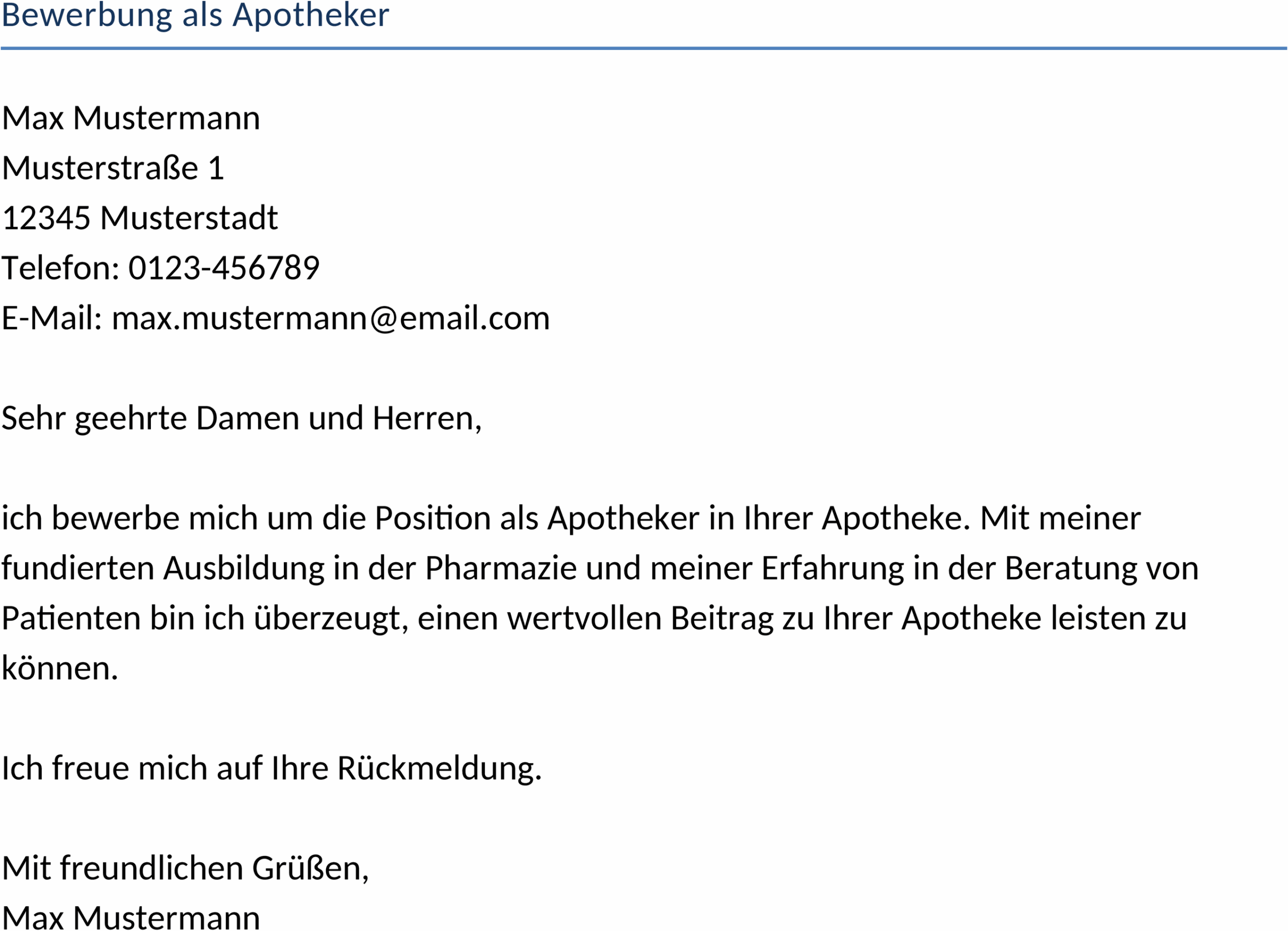 Word-Vorlage Bewerbung als Apotheker