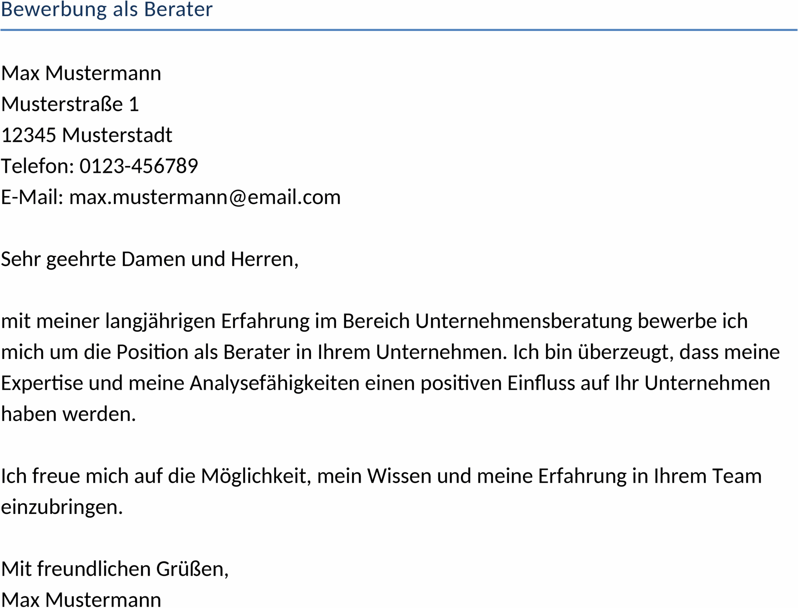Word-Vorlage Bewerbung als Berater