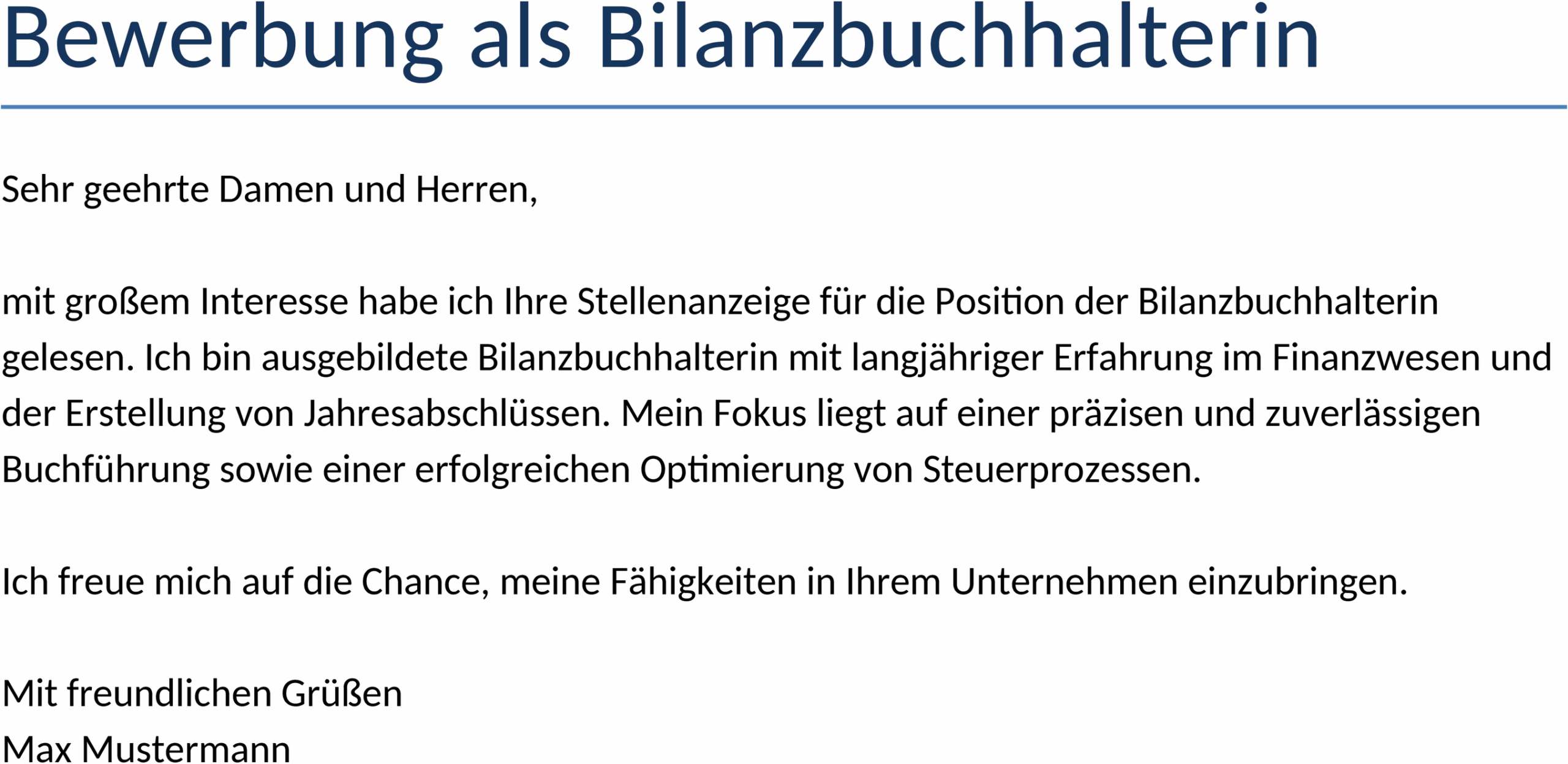 Word-Vorlage: Bewerbung als Bilanzbuchhalter:in