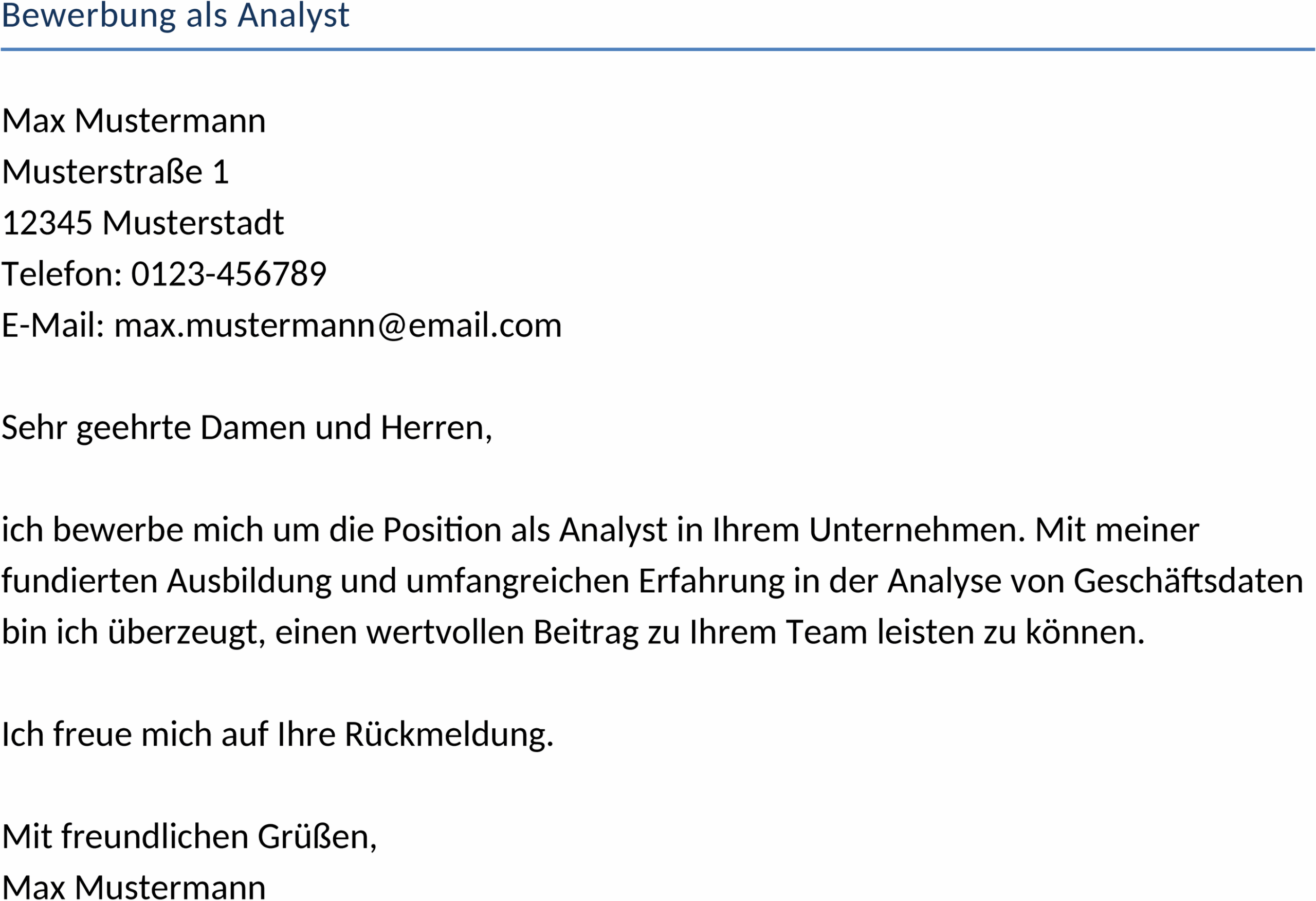 Word-Vorlage Bewerbung als Analyst