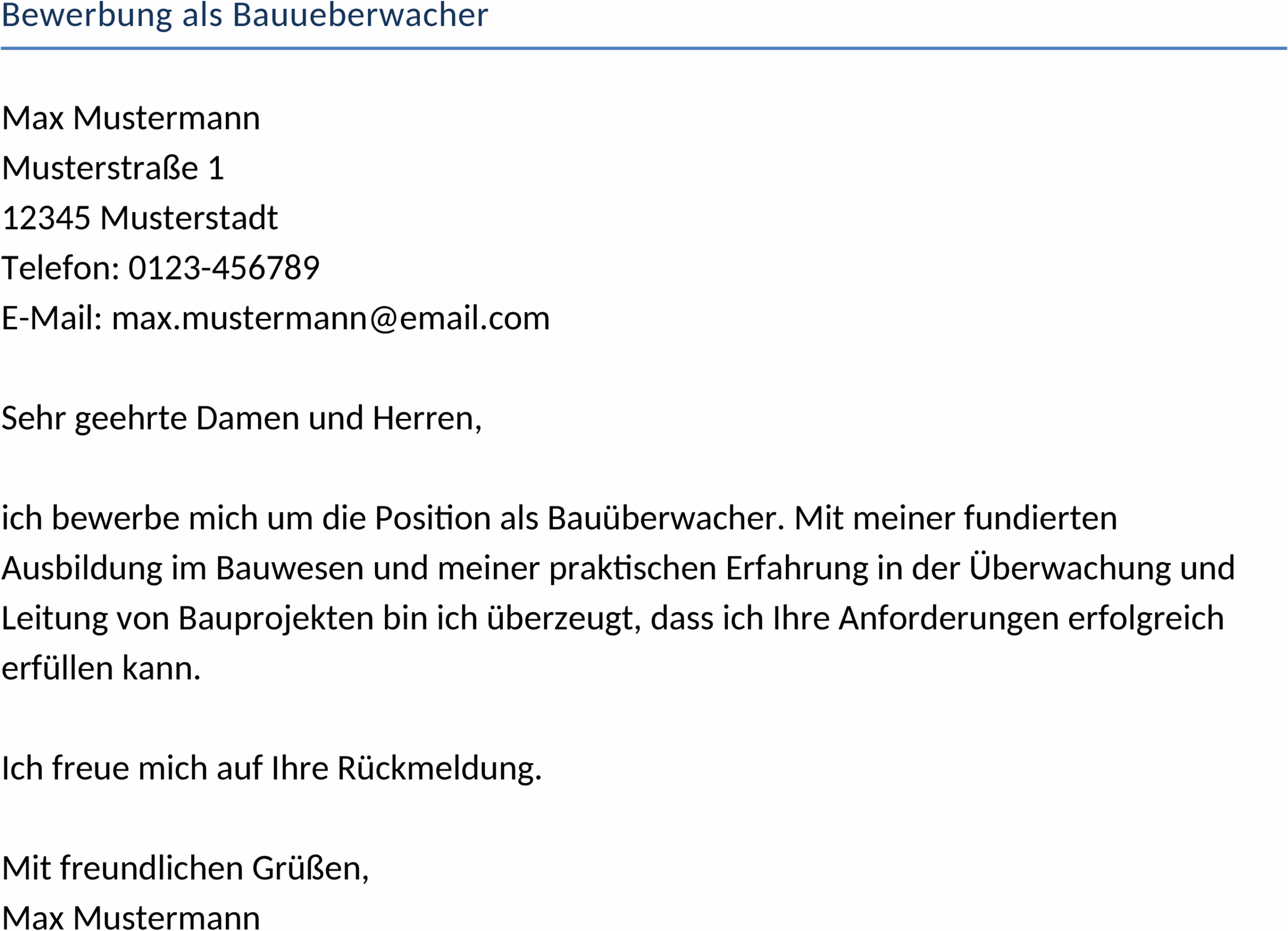 Word-Vorlage für Bewerbungen als Bauüberwacher