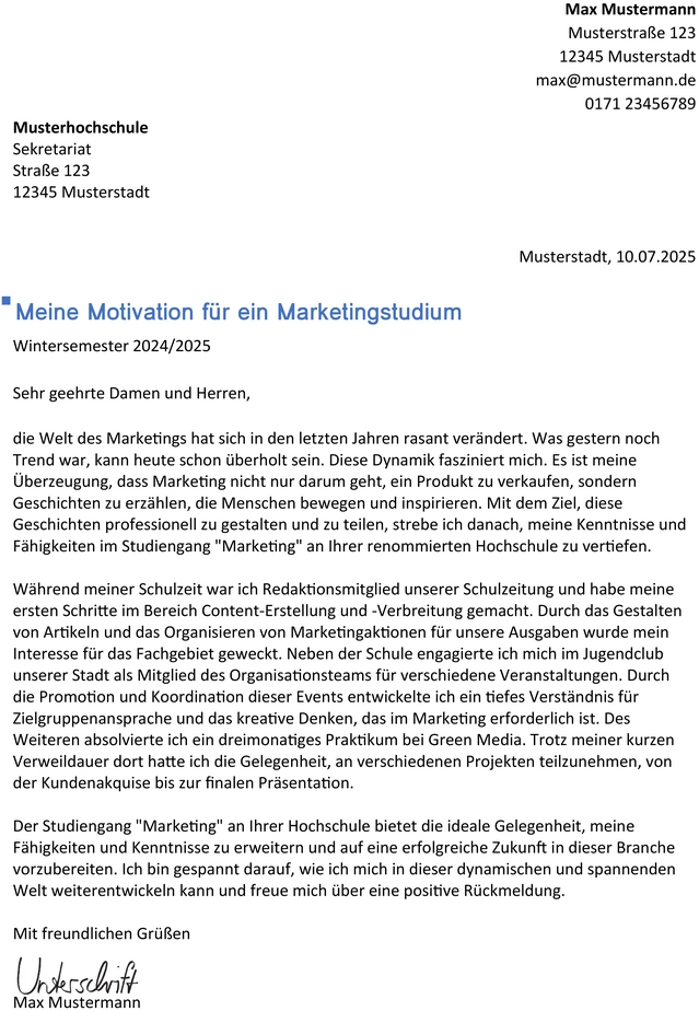 word-vorlage-bewerbung-marketing-studium