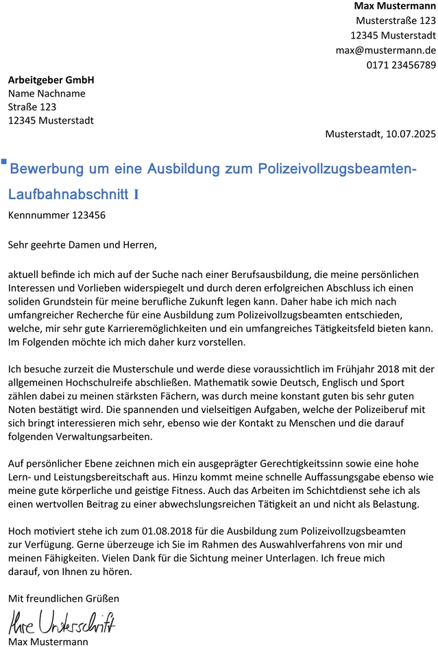 word-vorlage-bewerbung-polizei-ausbildung