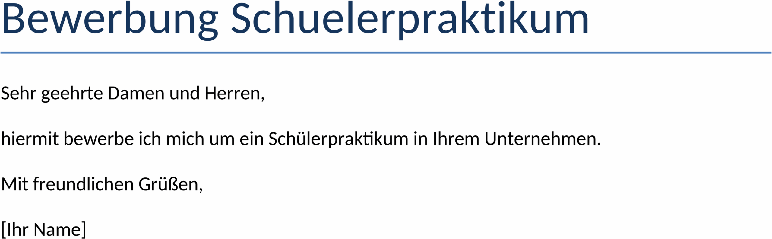 Word-Vorlage für Bewerbung Schülerpraktikum