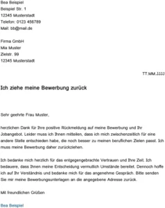 word-vorlage-bewerbung-zurueckziehen