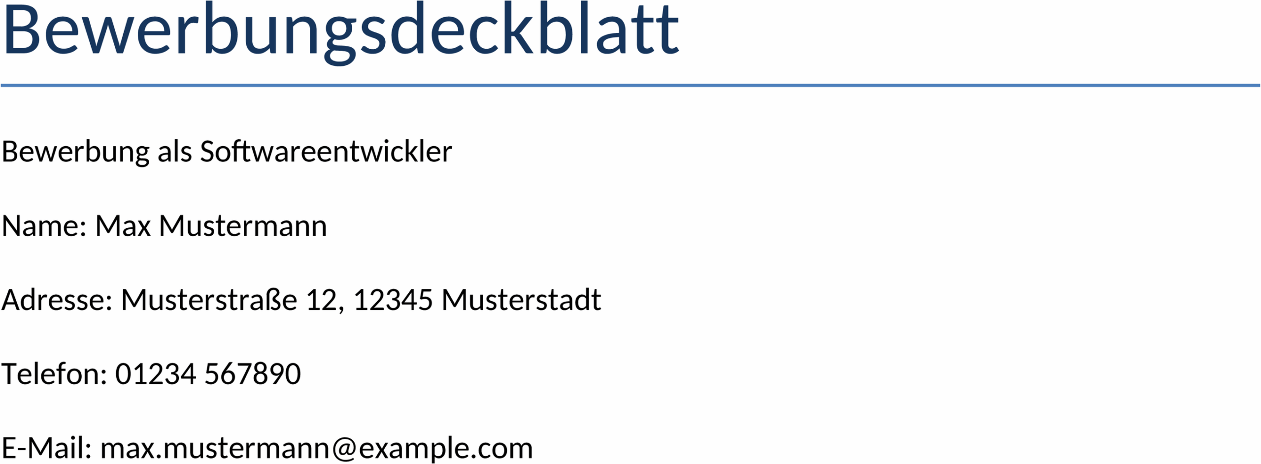 Word-Vorlage Bewerbungsdeckblatt