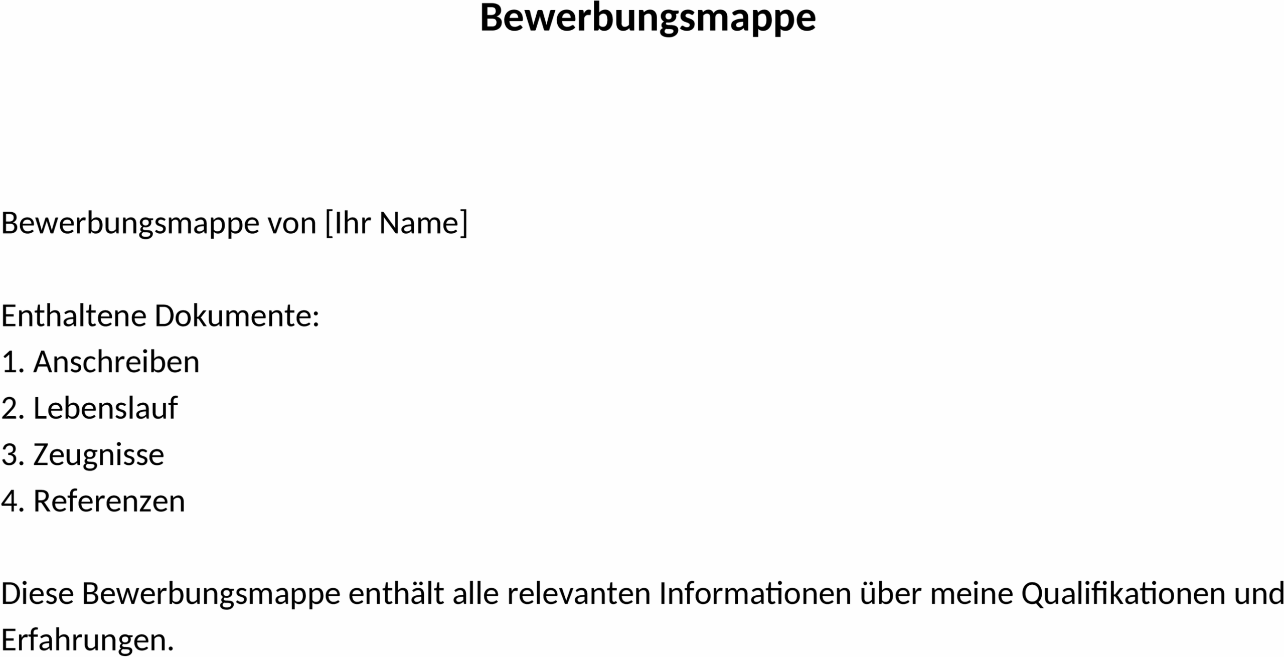Word-Vorlage für Bewerbungsmappen