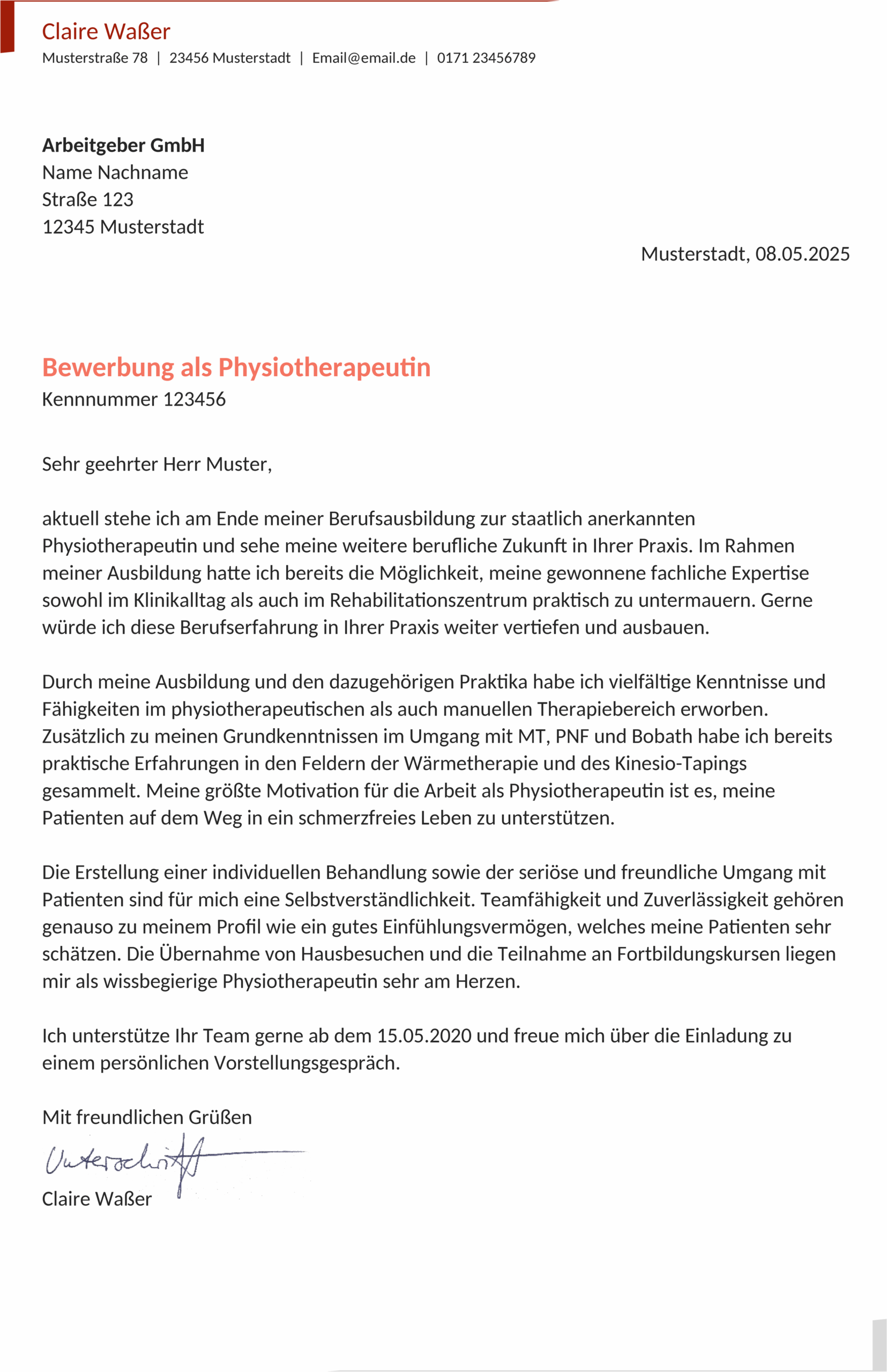 Word Vorlage Bewerbungsschreiben