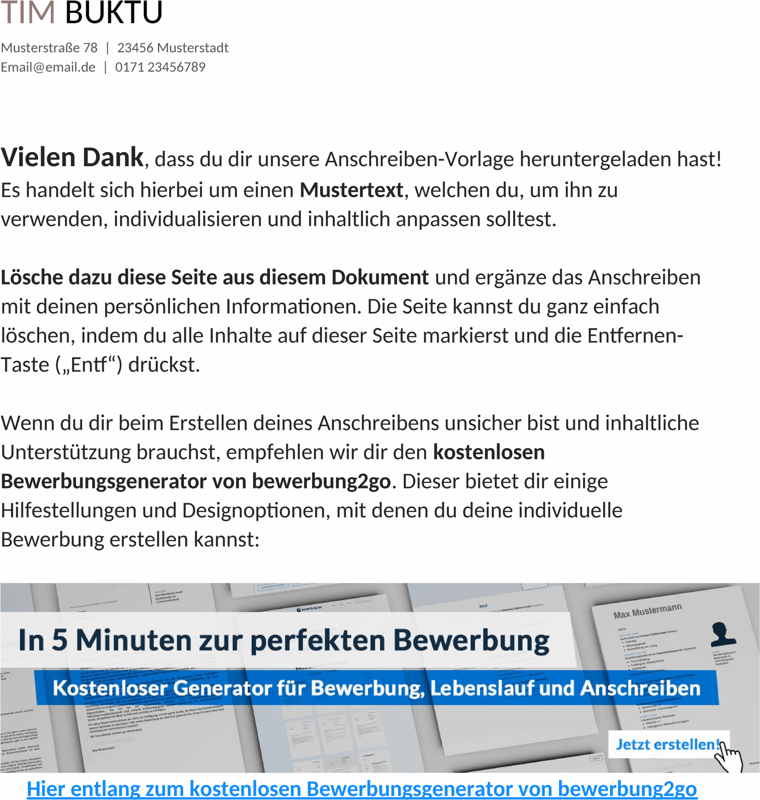 Word-Vorlage Bewerbungsschreiben Qualifiziert