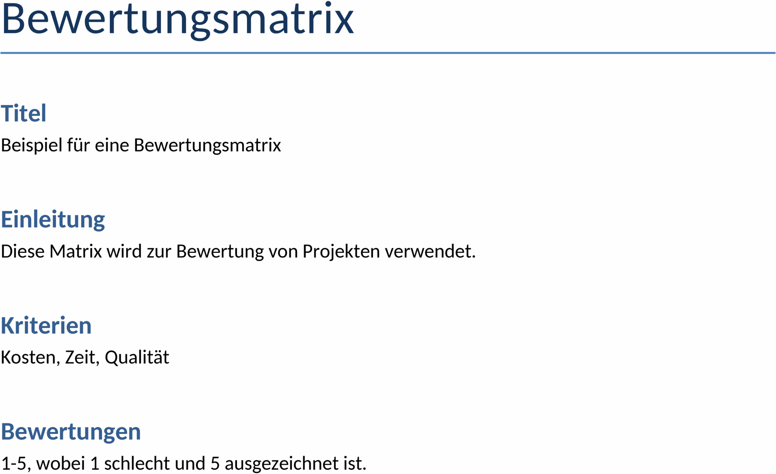 Word-Vorlage Bewertungsmatrix