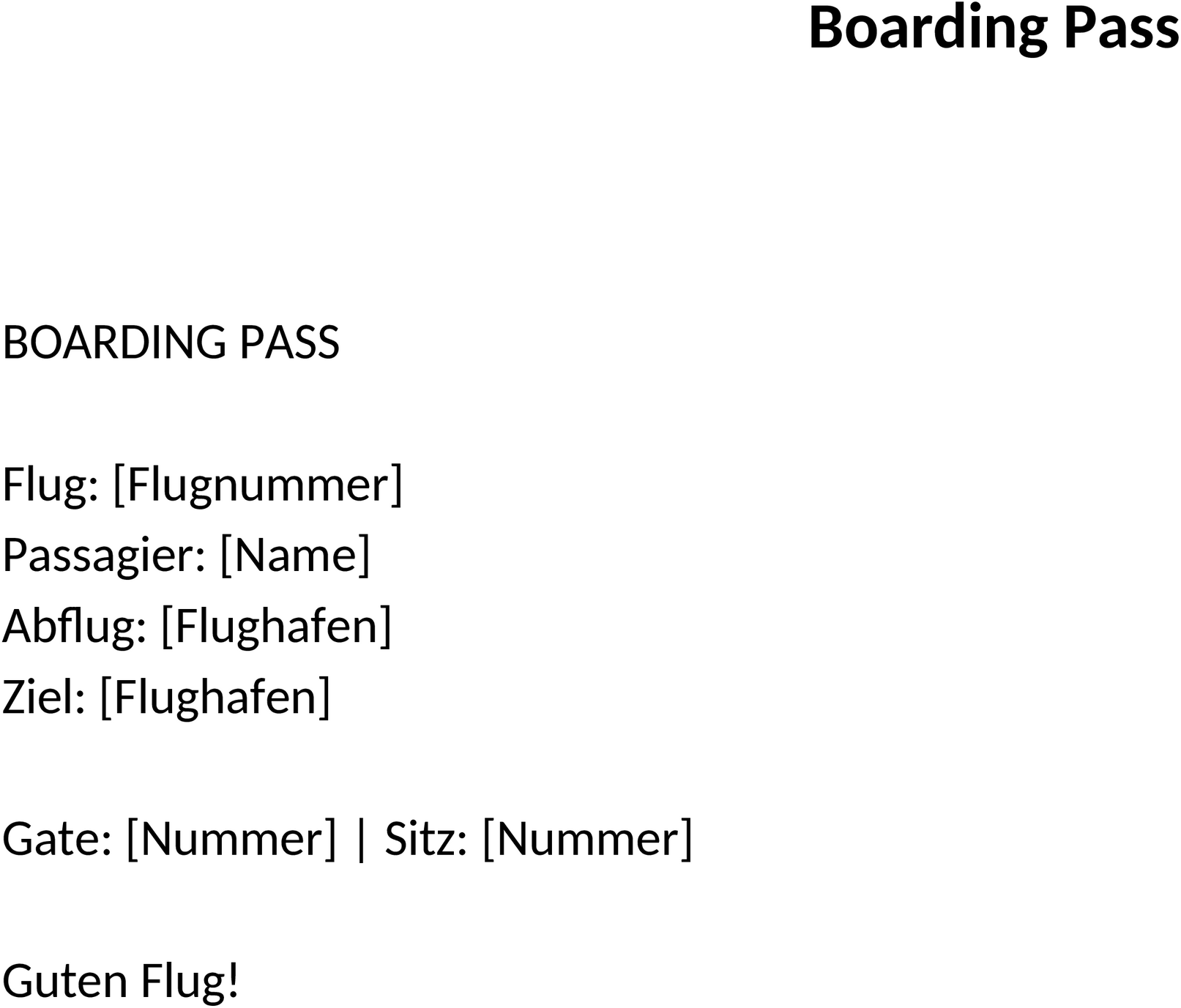 Word Vorlage Boarding Pass