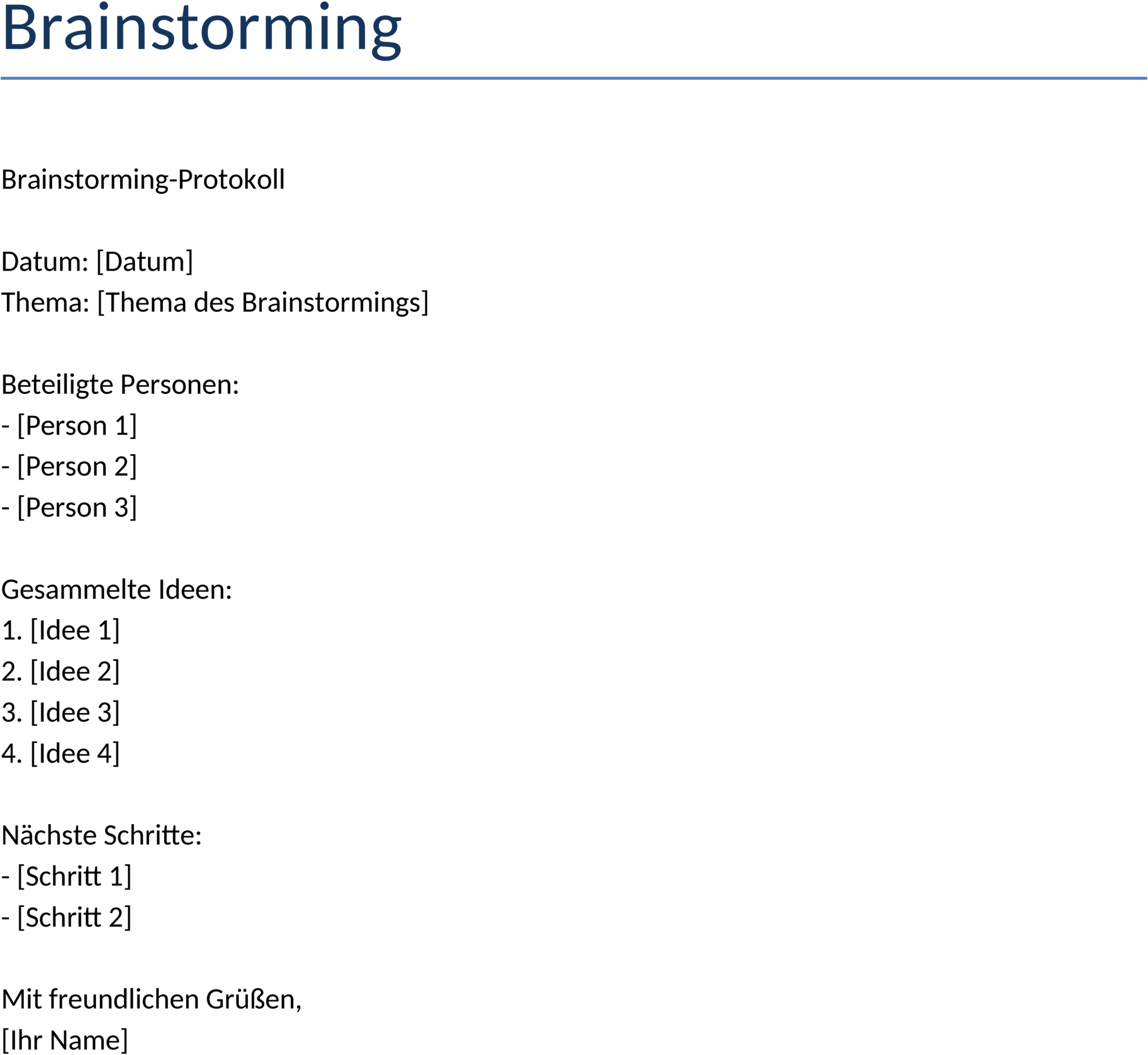 Word-Vorlage für Brainstorming