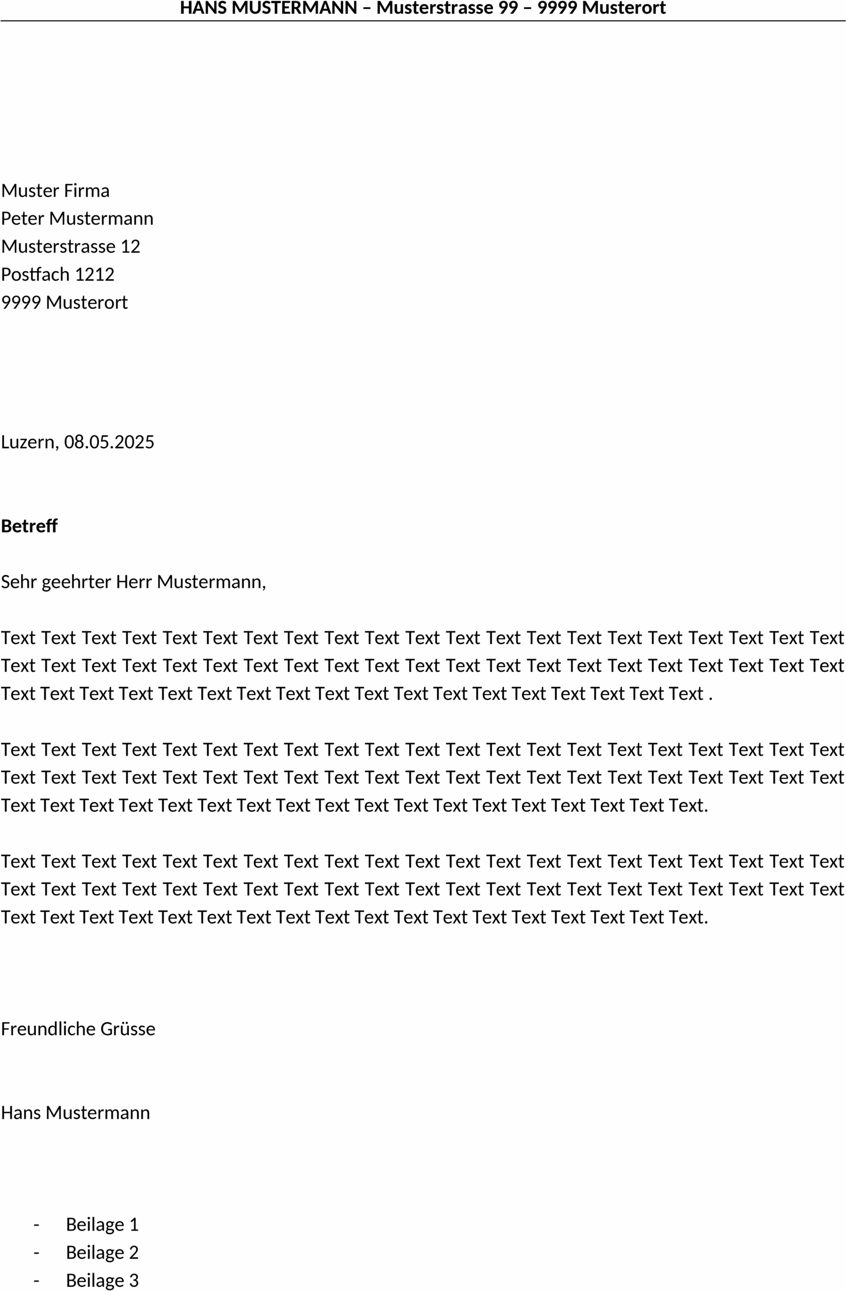 Word Vorlage Brief Linksanschrift