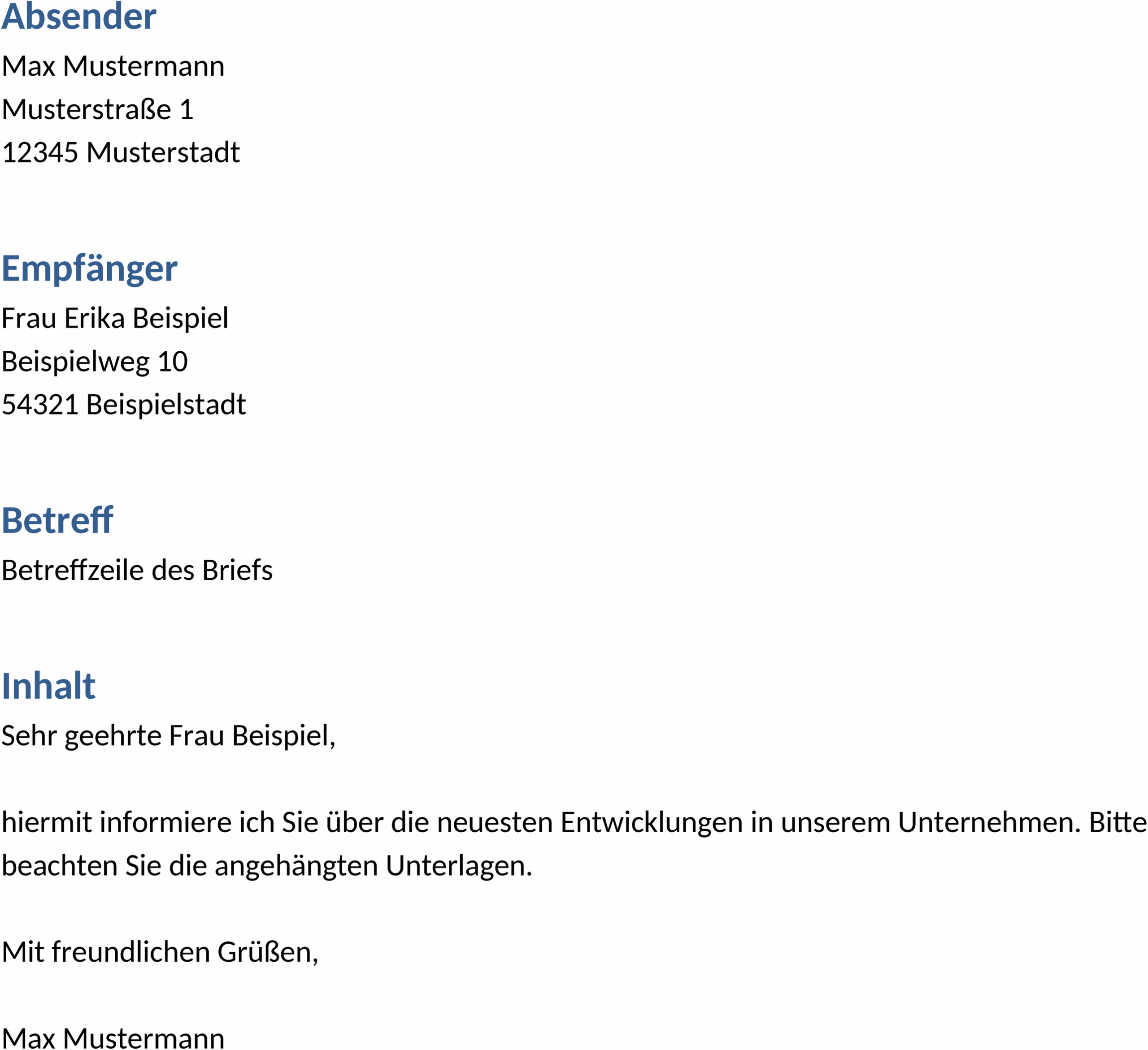 Word-Vorlage Brief mit Fenster