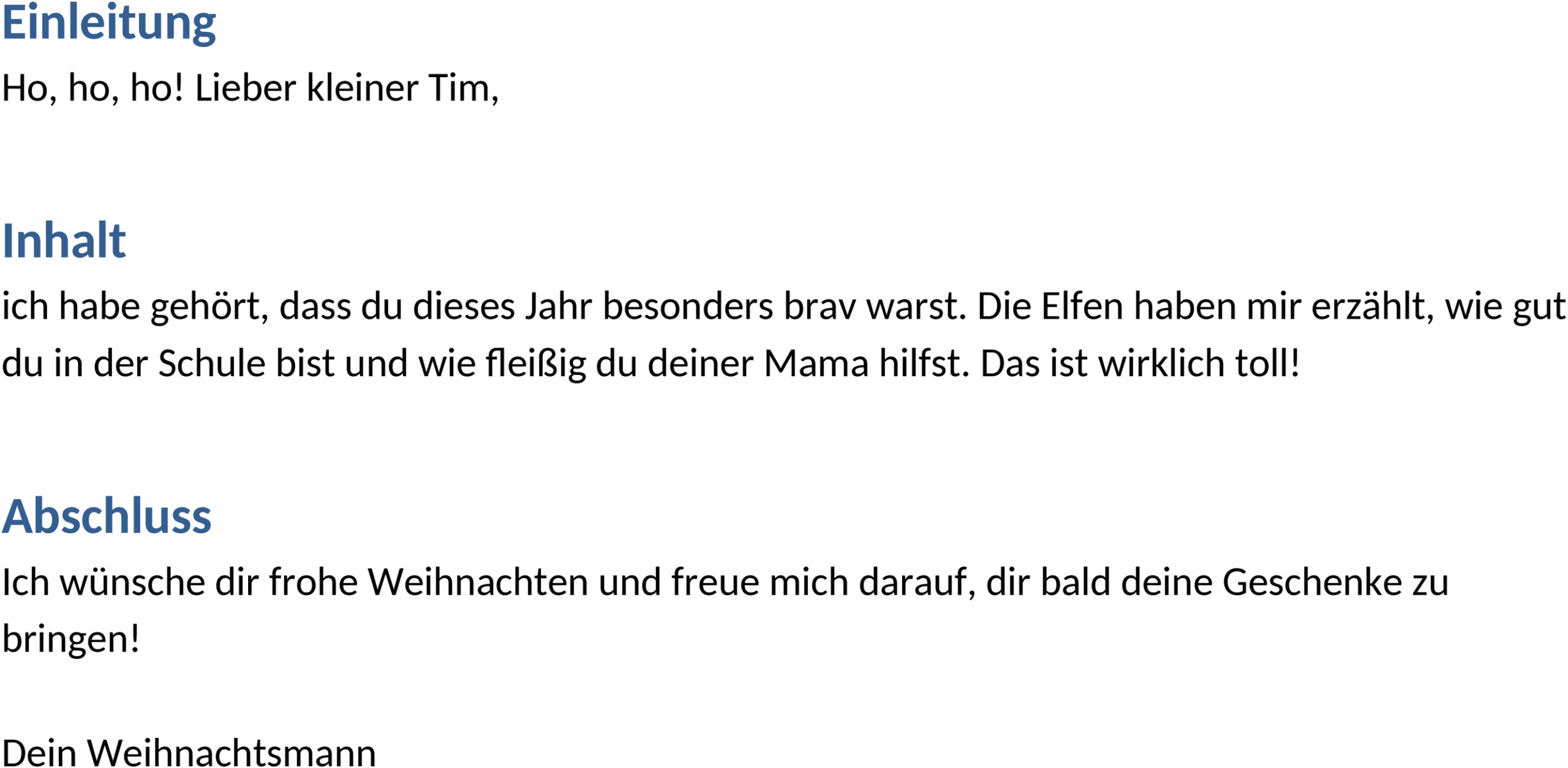 Word-Vorlage Brief vom Weihnachtsmann