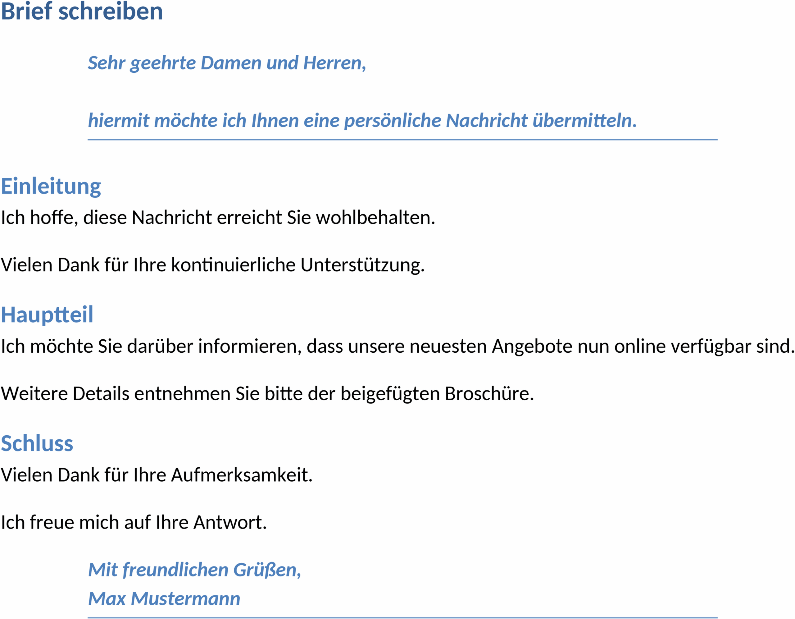 Word-Vorlage für Briefe