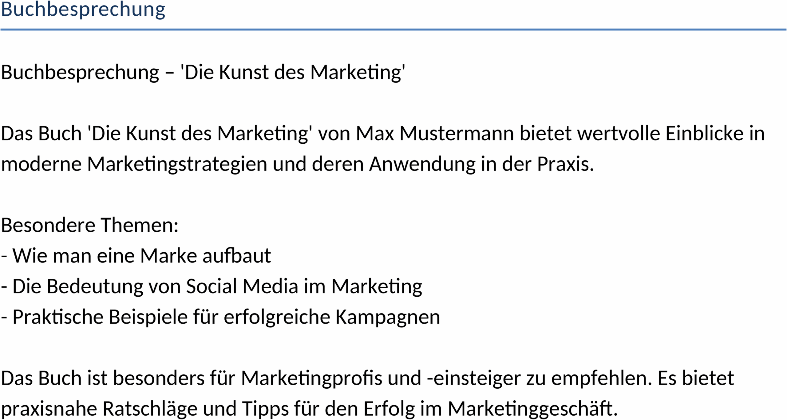 Word-Vorlage Buchbesprechung