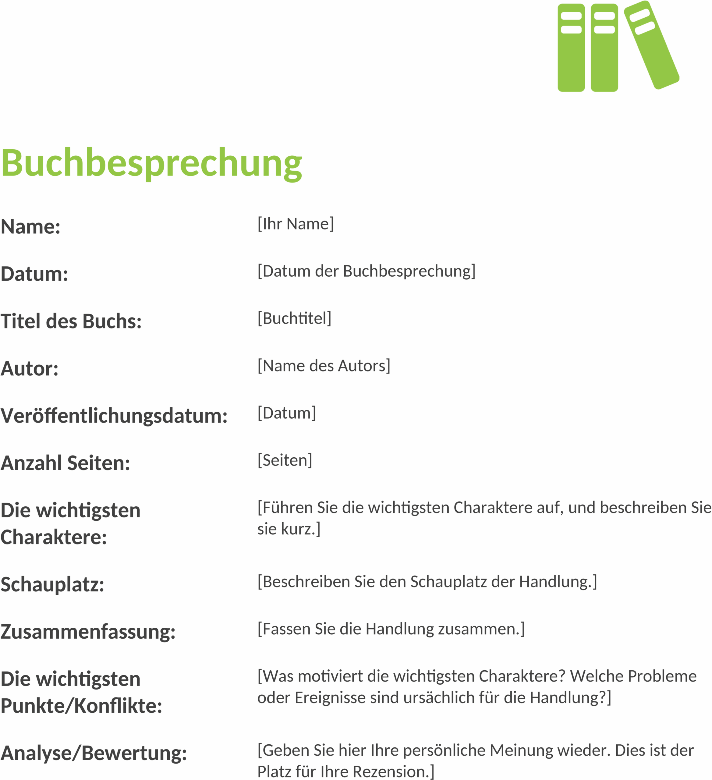 Word-Vorlage für Buchbesprechungen