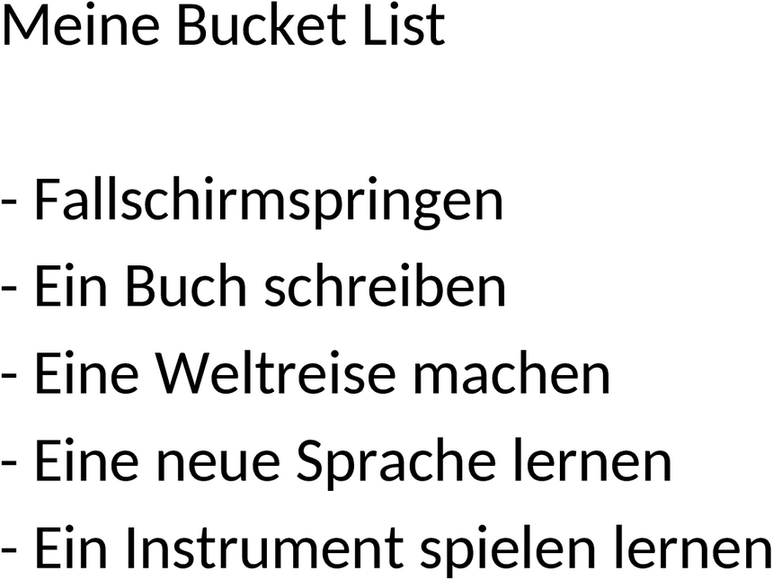 Word Vorlage Bucket List