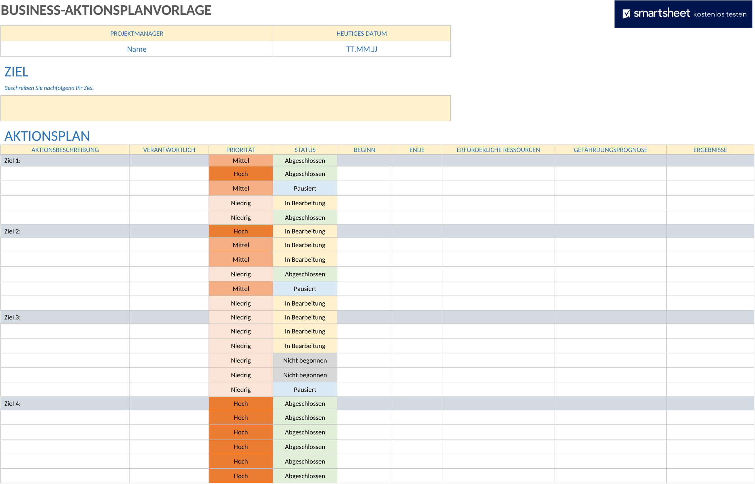 Word-Vorlage Business-Action-Plan