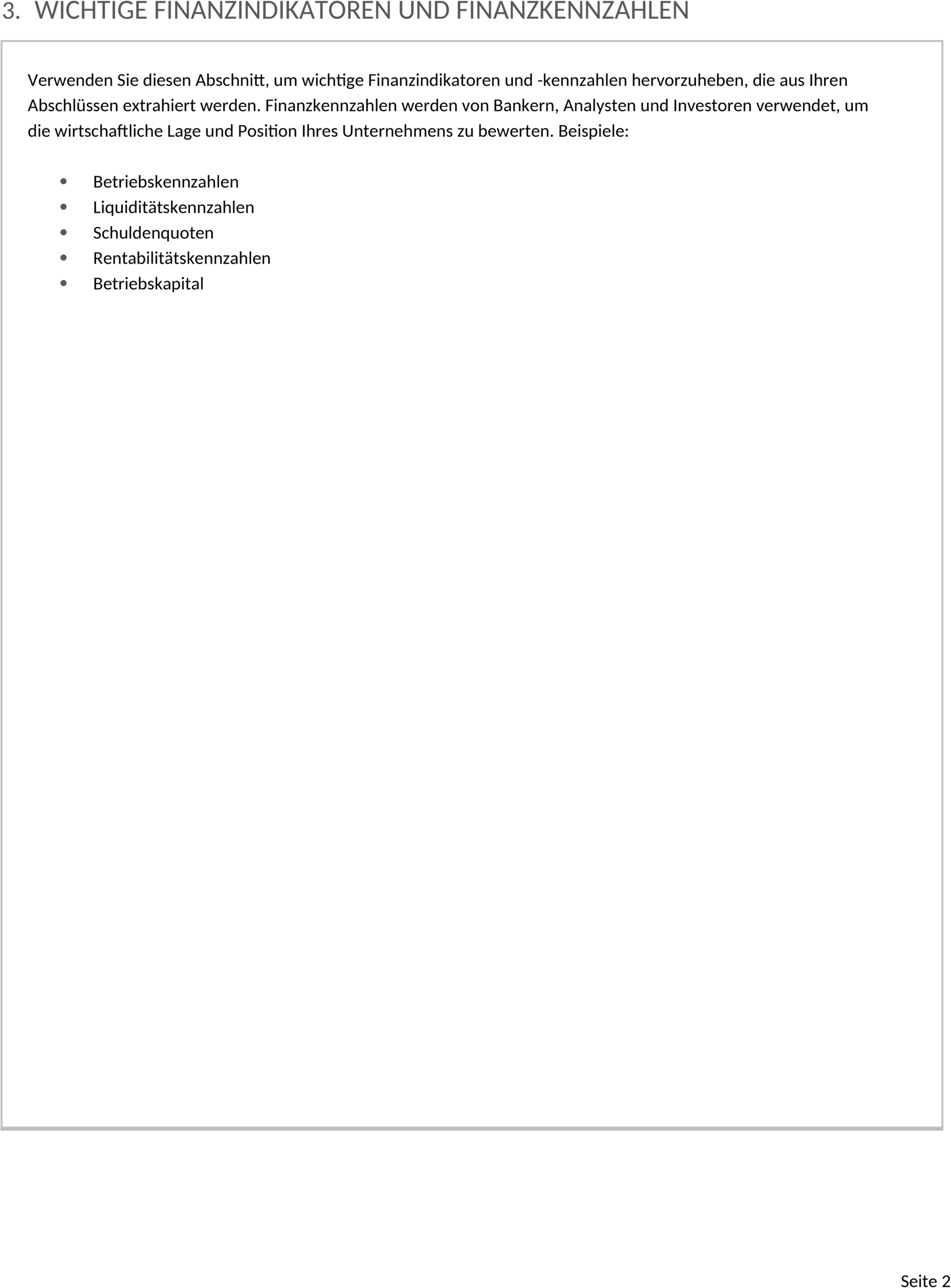 Word-Vorlage für Business-Finanzplanung