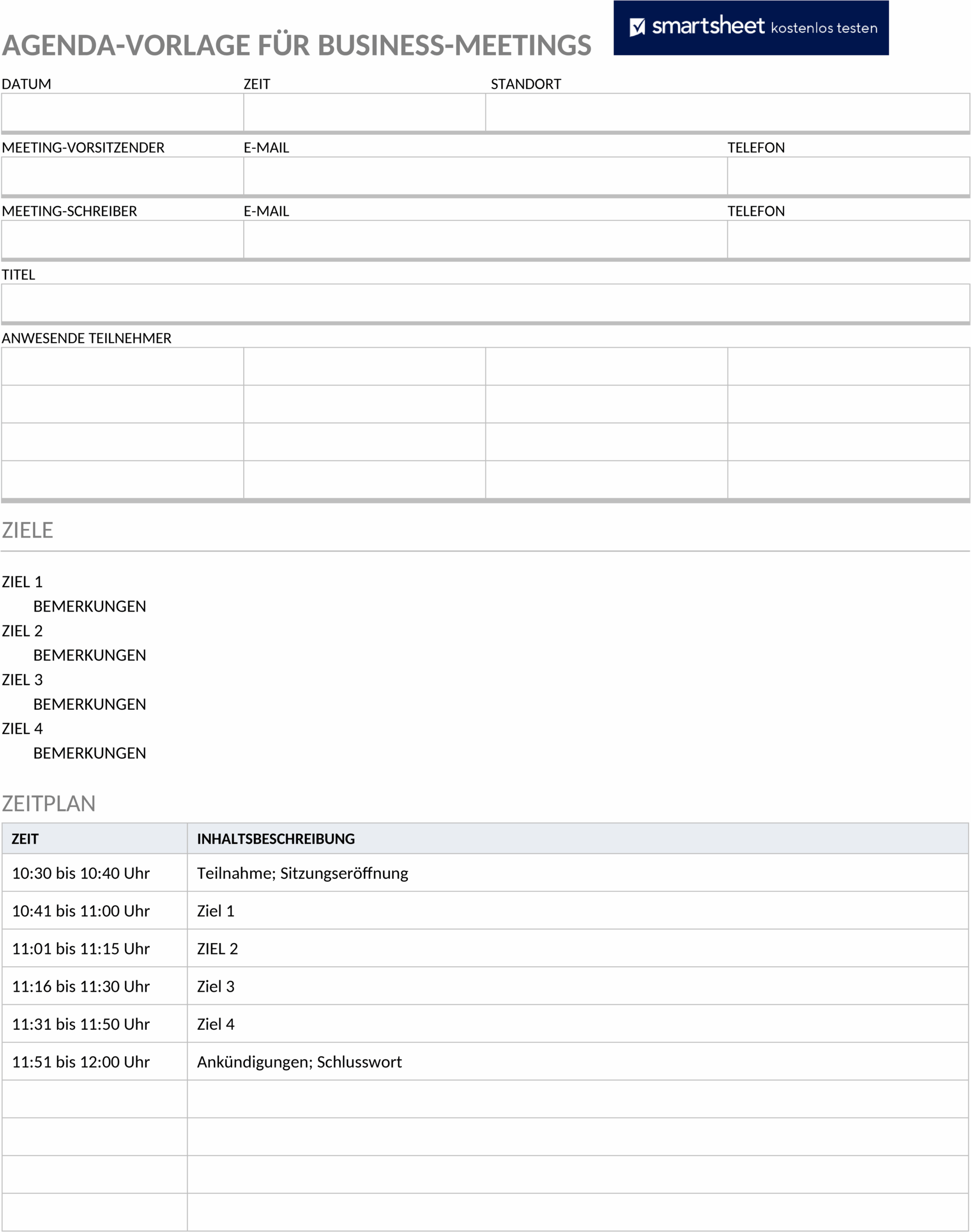 Word-Vorlage für Business-Meeting-Tagesordnung