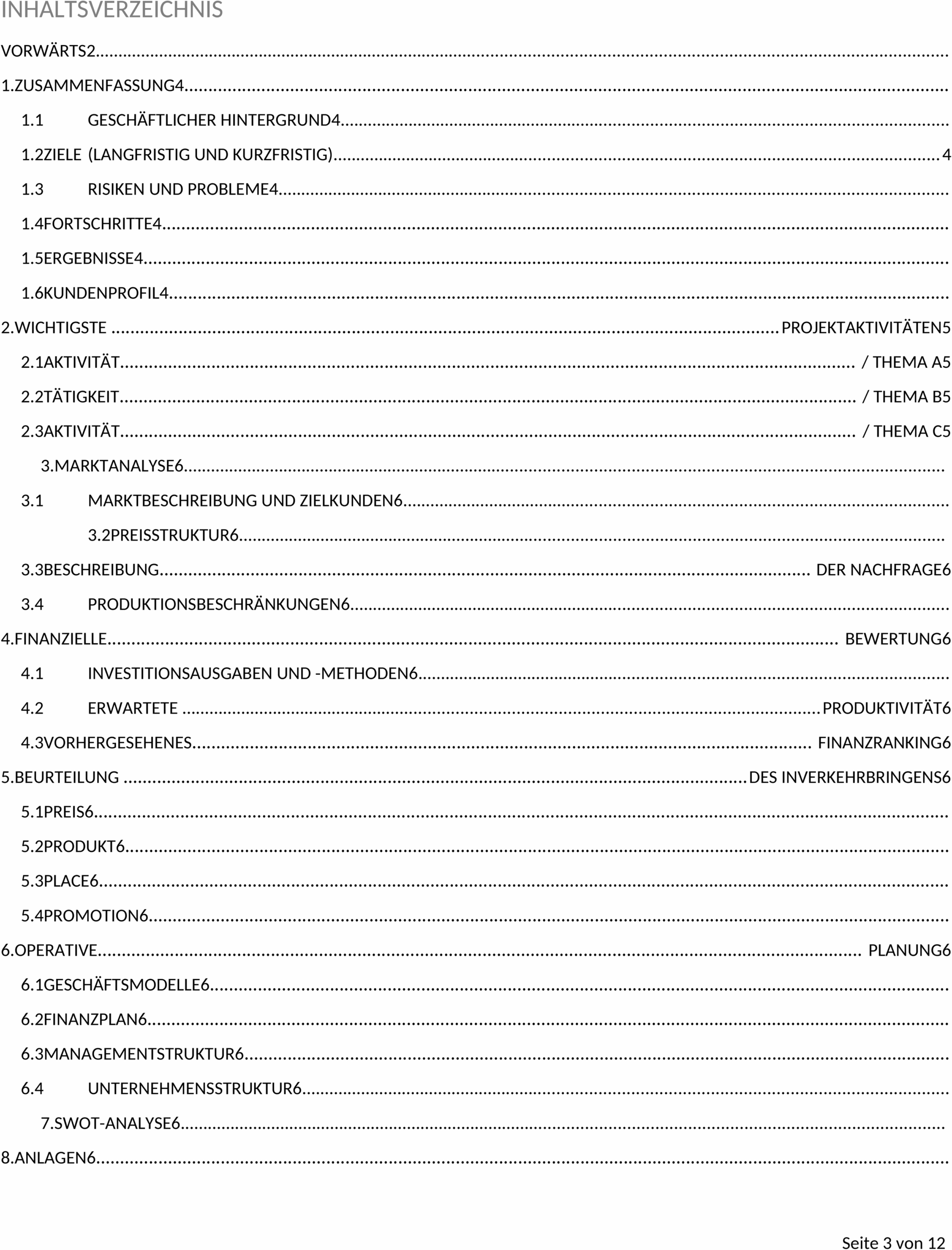 Word-Vorlage für Business-Projektberichte