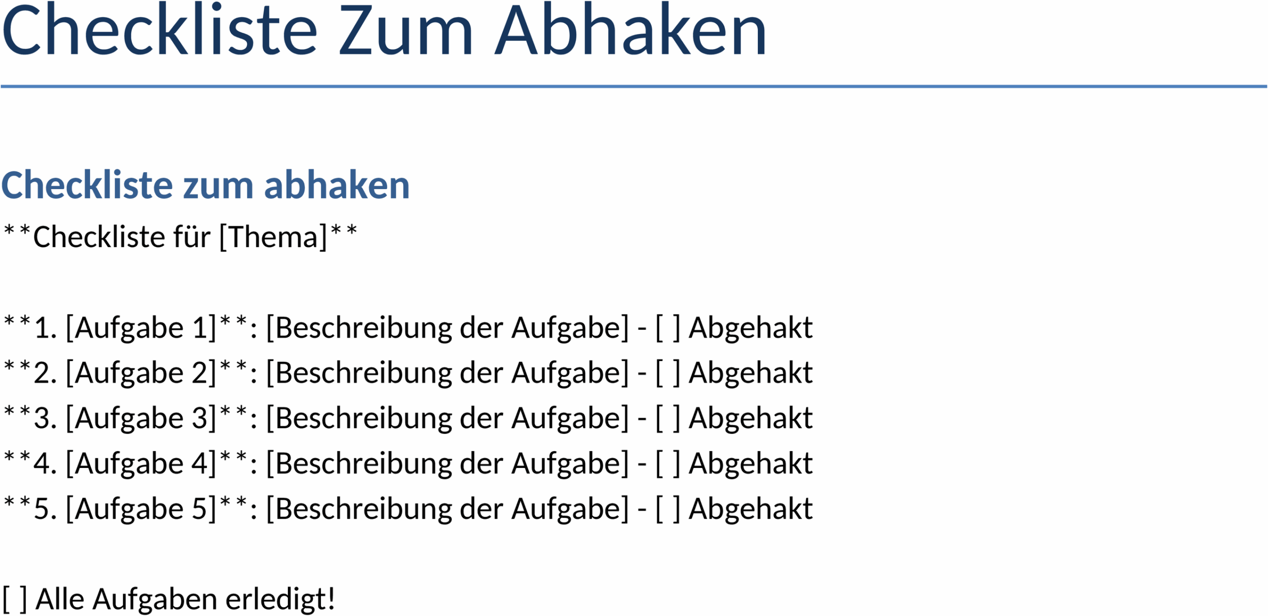 Word-Vorlage Checkliste zum Abhaken