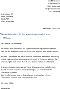 word-vorlage-dankschreiben-nach-vorstellungsgespraech